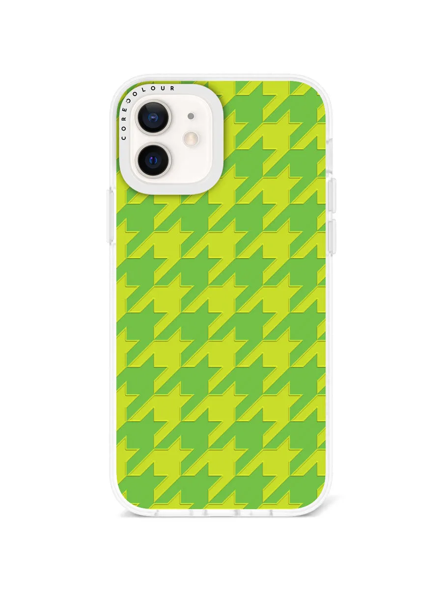 iPhone 12 Green Houndstooth Phone Case Magsafe Compatible