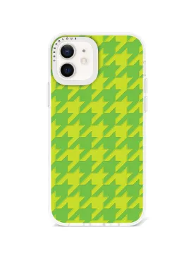 iPhone 12 Green Houndstooth Phone Case Magsafe Compatible