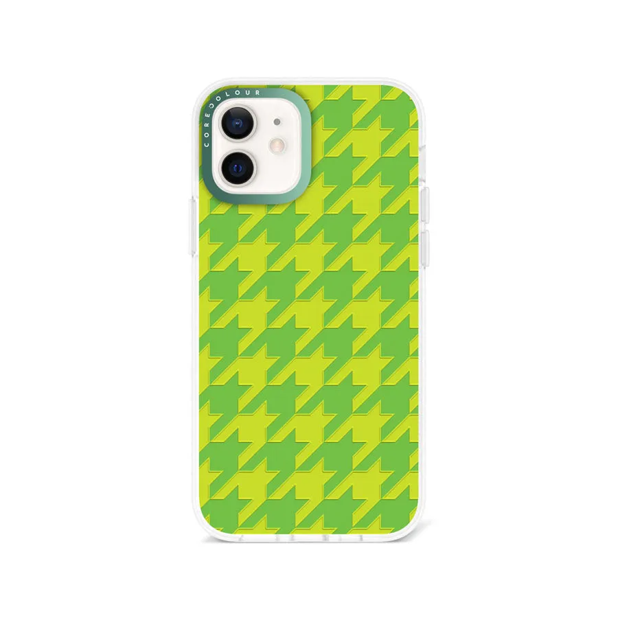 iPhone 12 Green Houndstooth Phone Case Magsafe Compatible