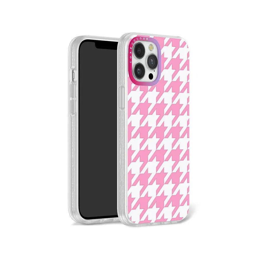 iPhone 12 Pro Max Pink Houndstooth Phone Case