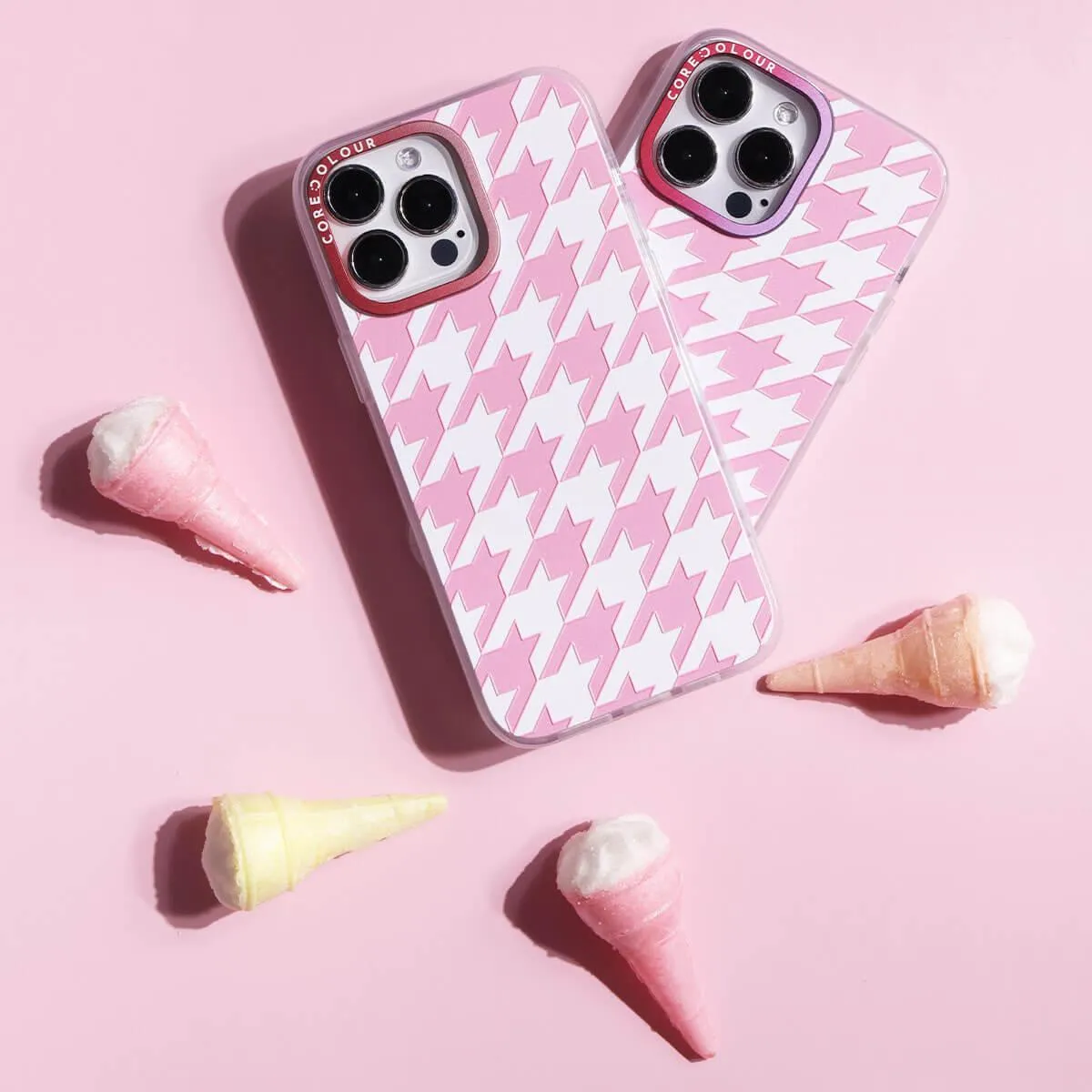 iPhone 12 Pro Max Pink Houndstooth Phone Case