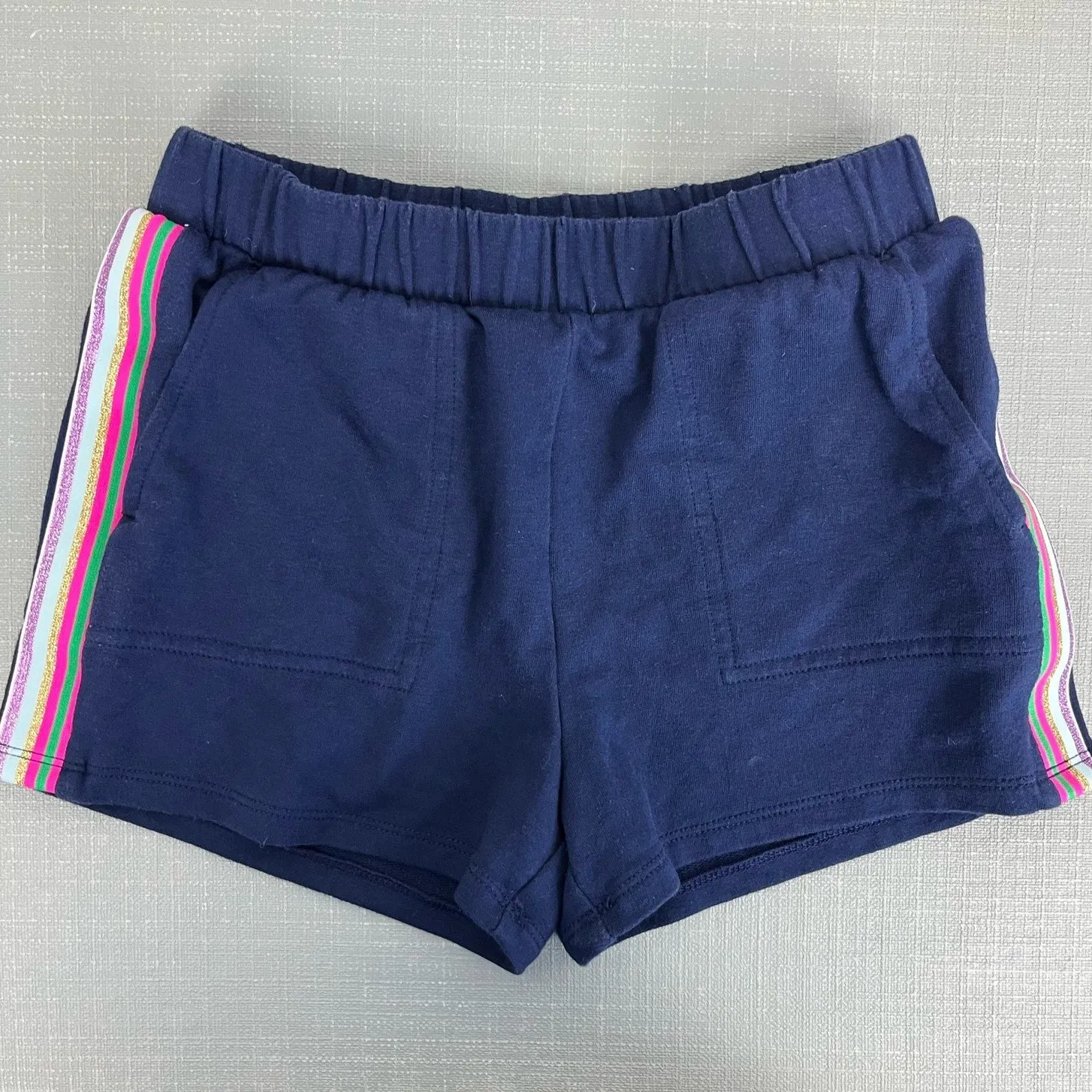 J. Crew Girls Navy Blue Rainbow Stripe Shorts Medium