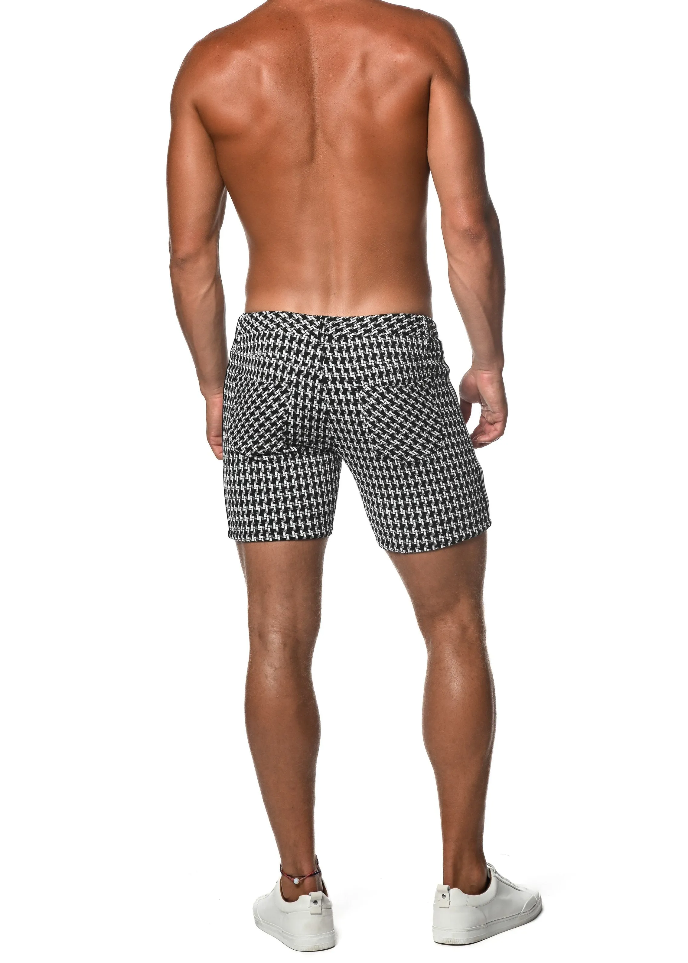 JACQUARD STRETCH KNIT SHORT W/ SIDE TAPE