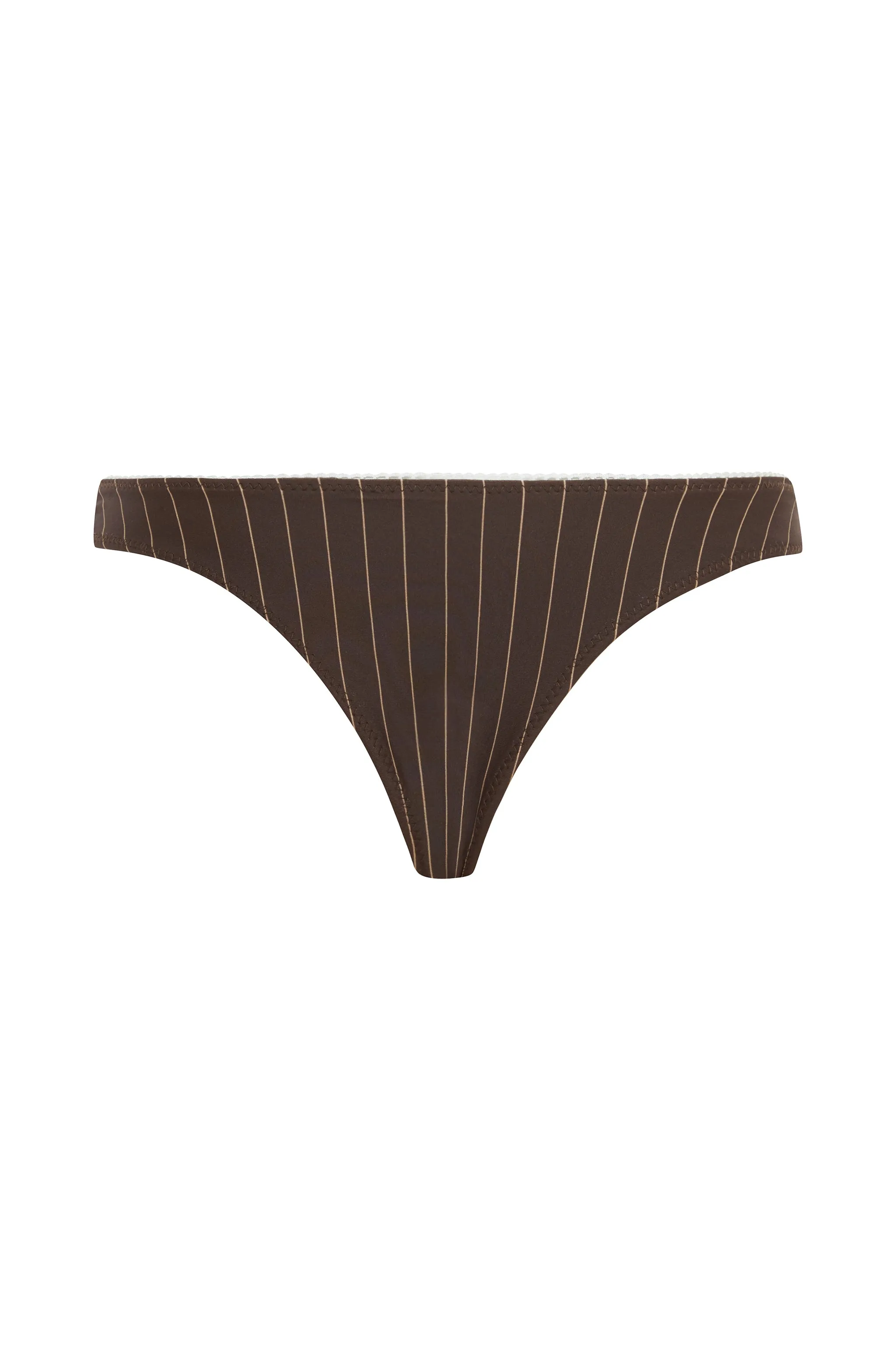 Jeanie Bikini Bottom | Brown Pinstripe