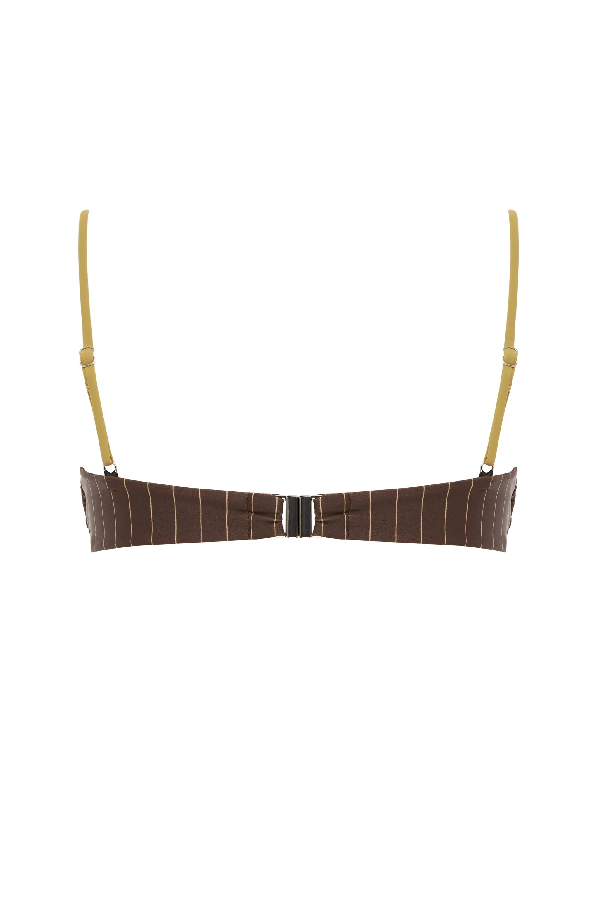 Jeanie Bikini Top | Brown Pinstripe