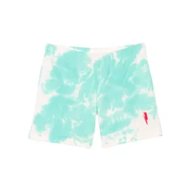 Kids Aqua and white tie dye super soft shorts