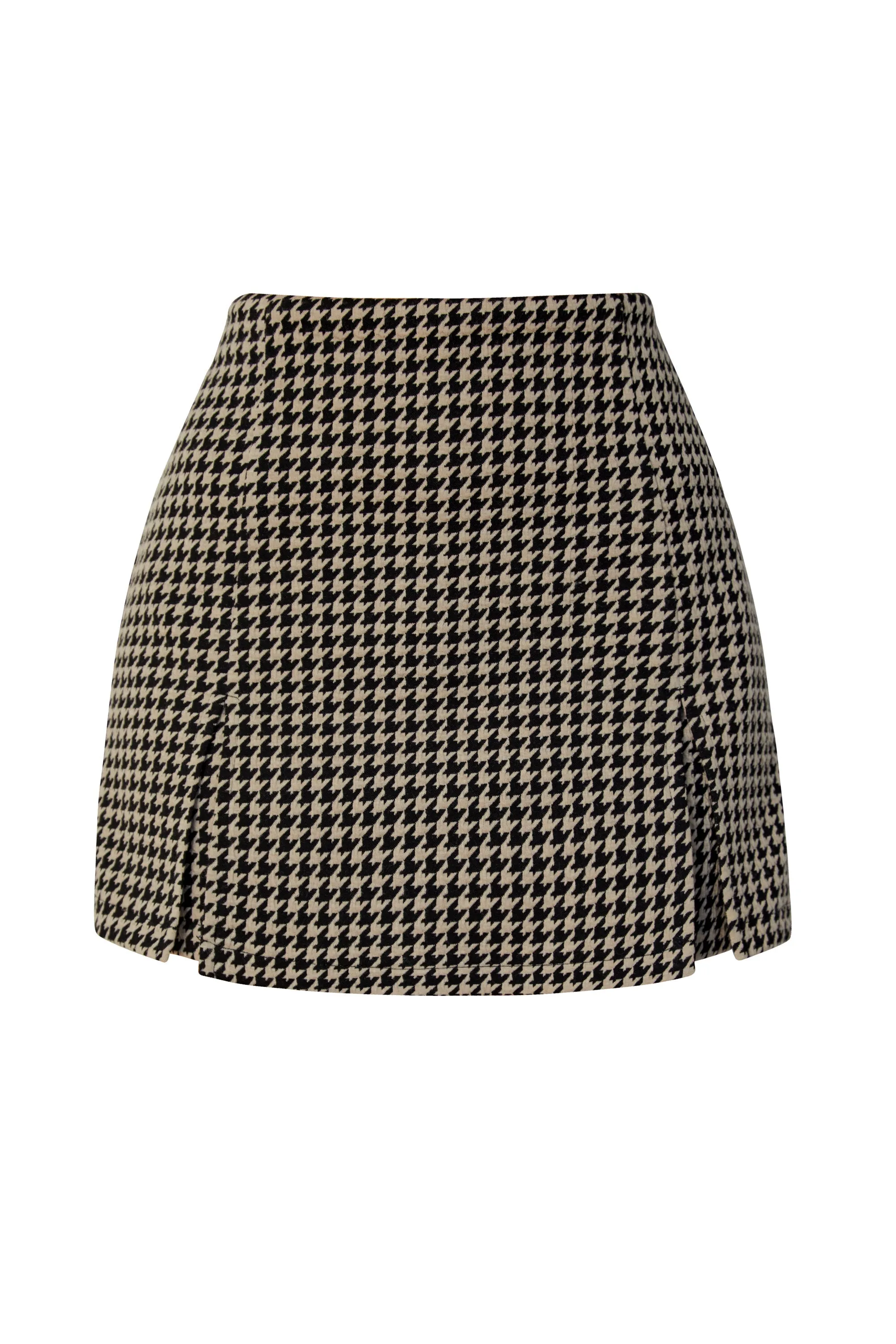 Kirstie Taupe Houndstooth Skort