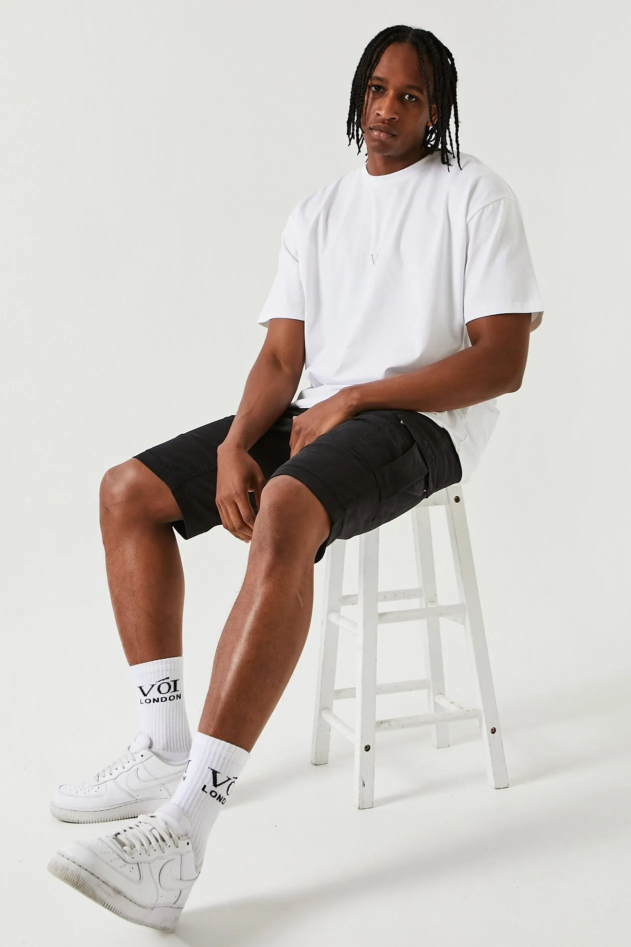 Langford Cargo Cotton Shorts - Black