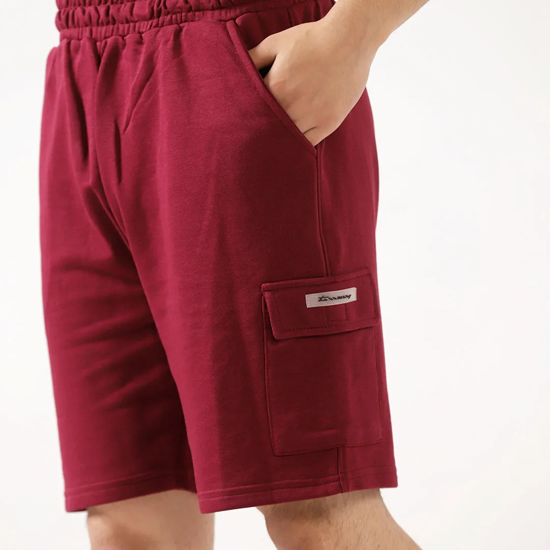 Maroon Cargo Relax Fit Shorts