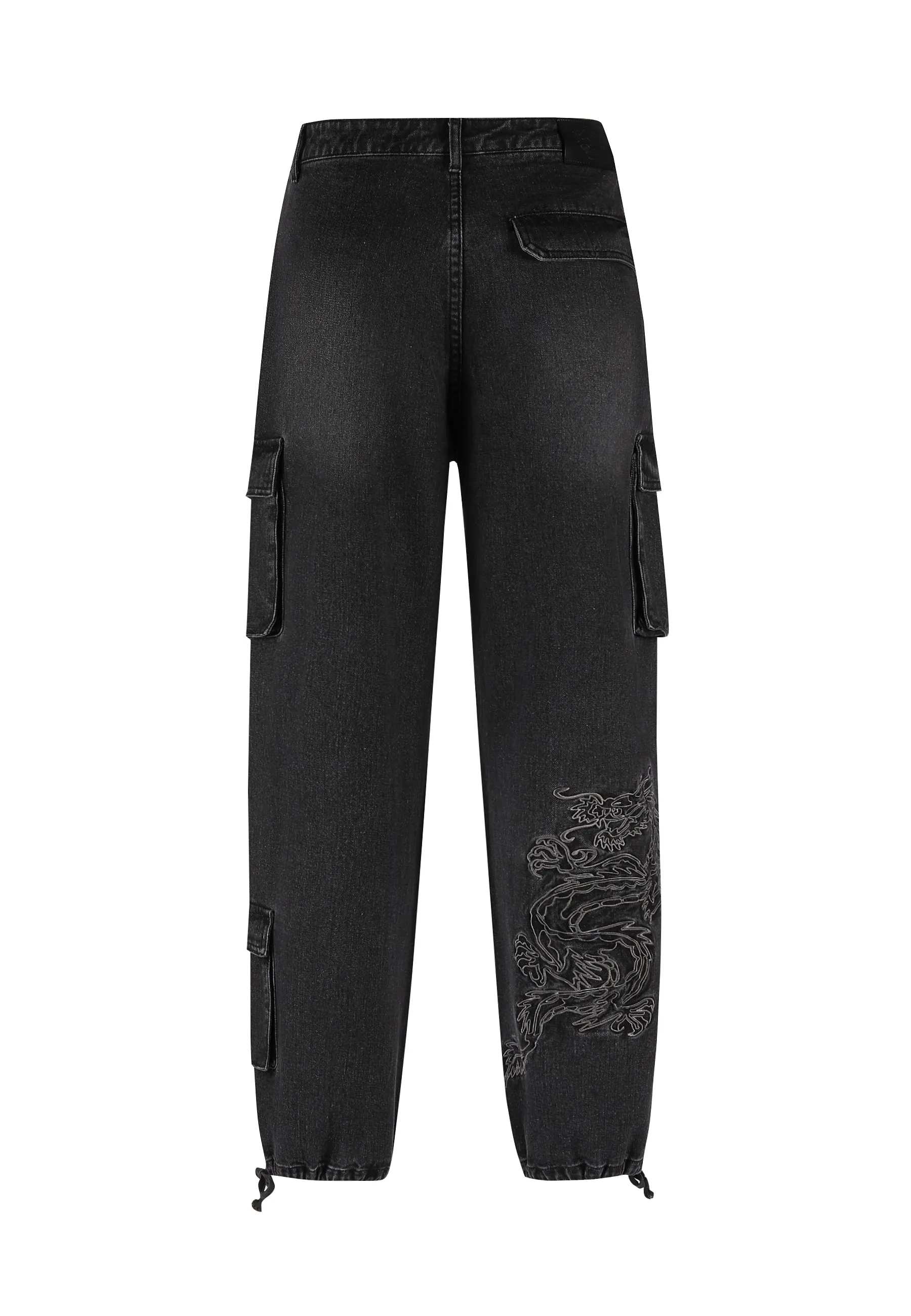 Mens Drag Cargo Denim Trousers Jeans - Black