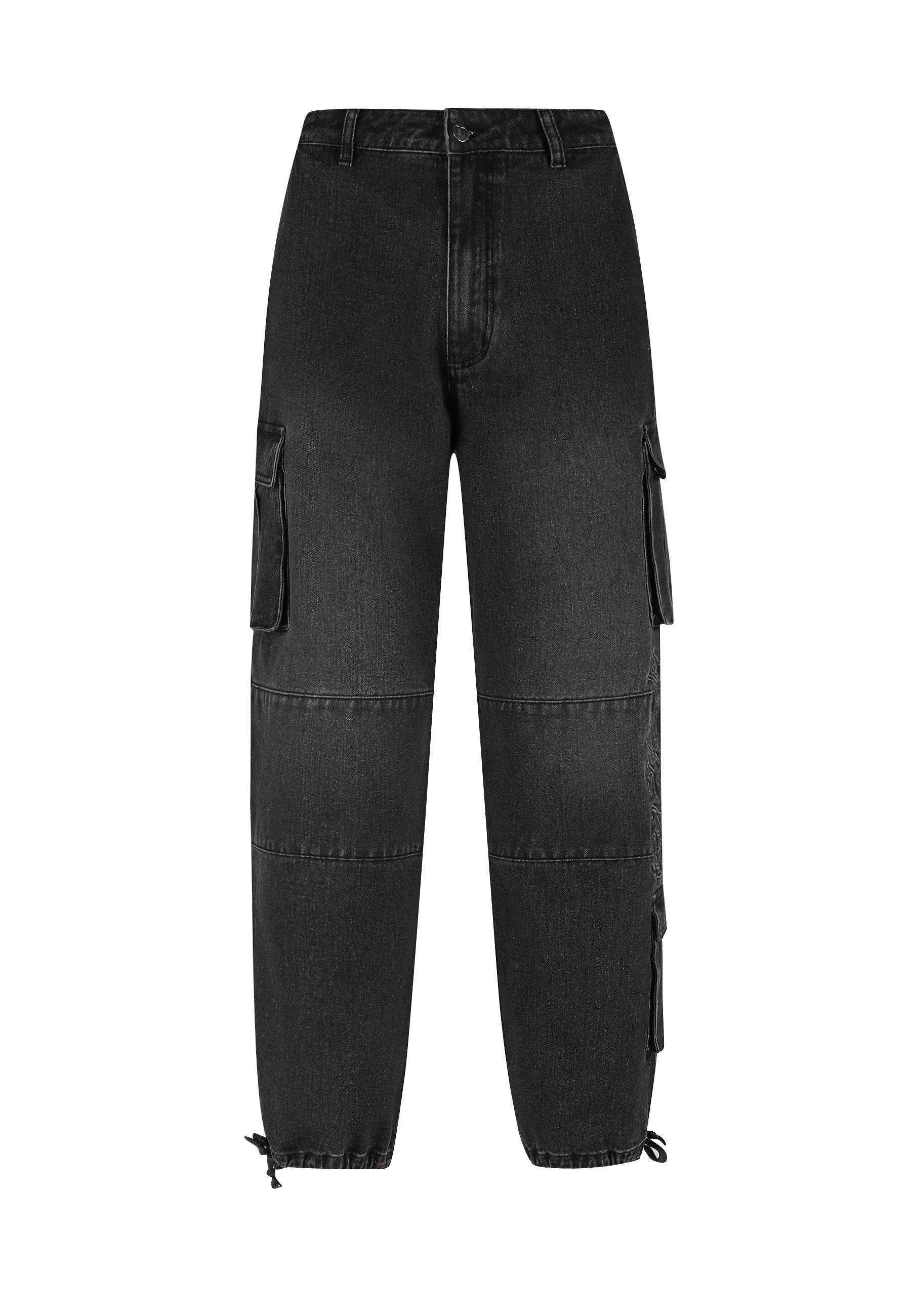 Mens Drag Cargo Denim Trousers Jeans - Black