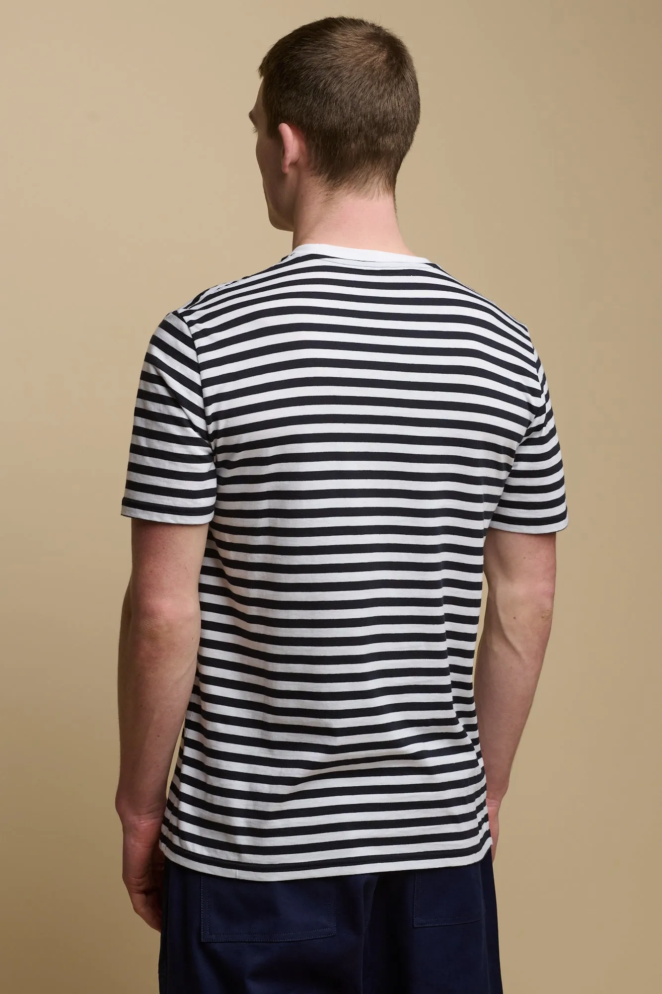 Men's Short Sleeve Stripe T Shirt Navy/White