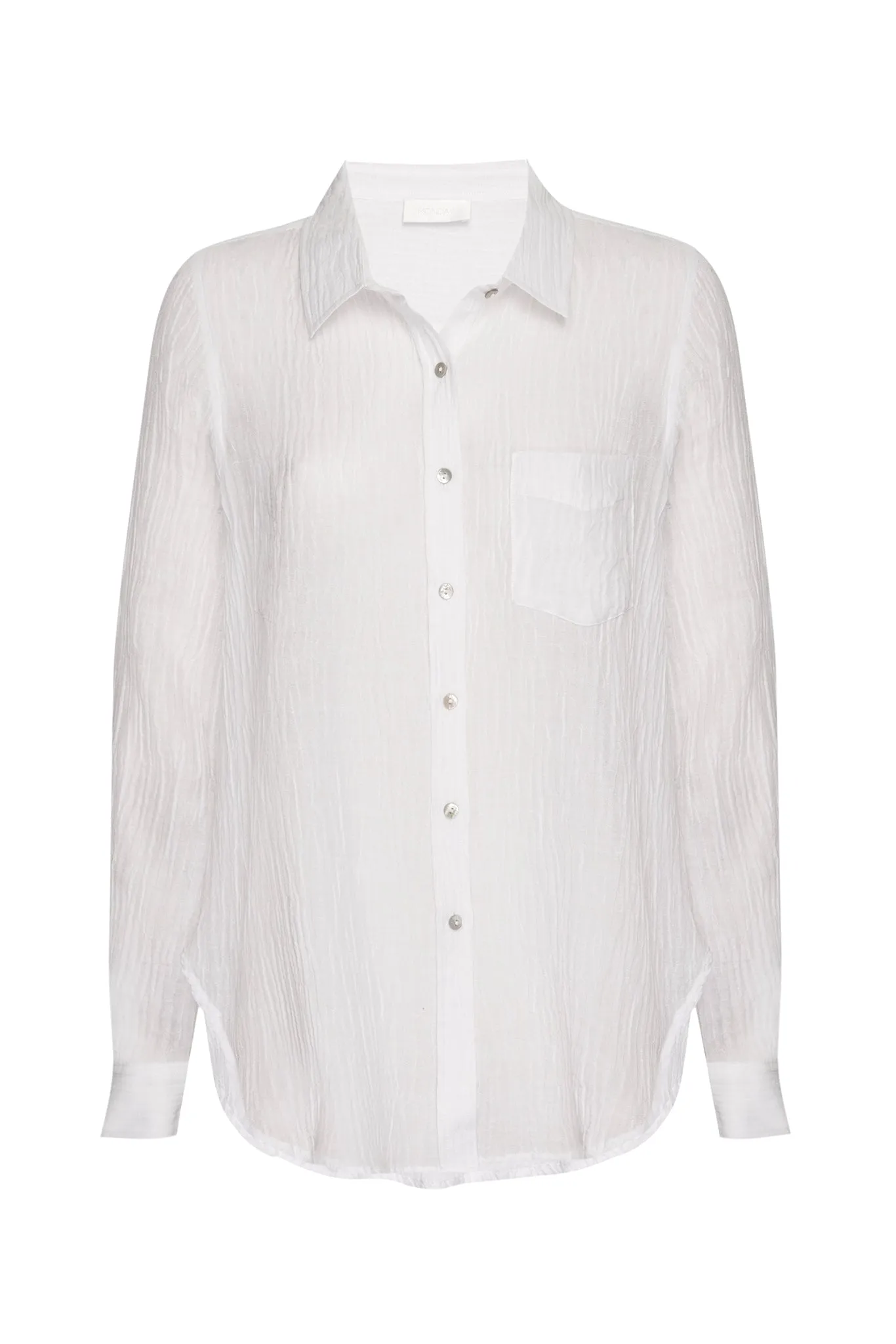 Monaco Shirt - White Crinkle Linen