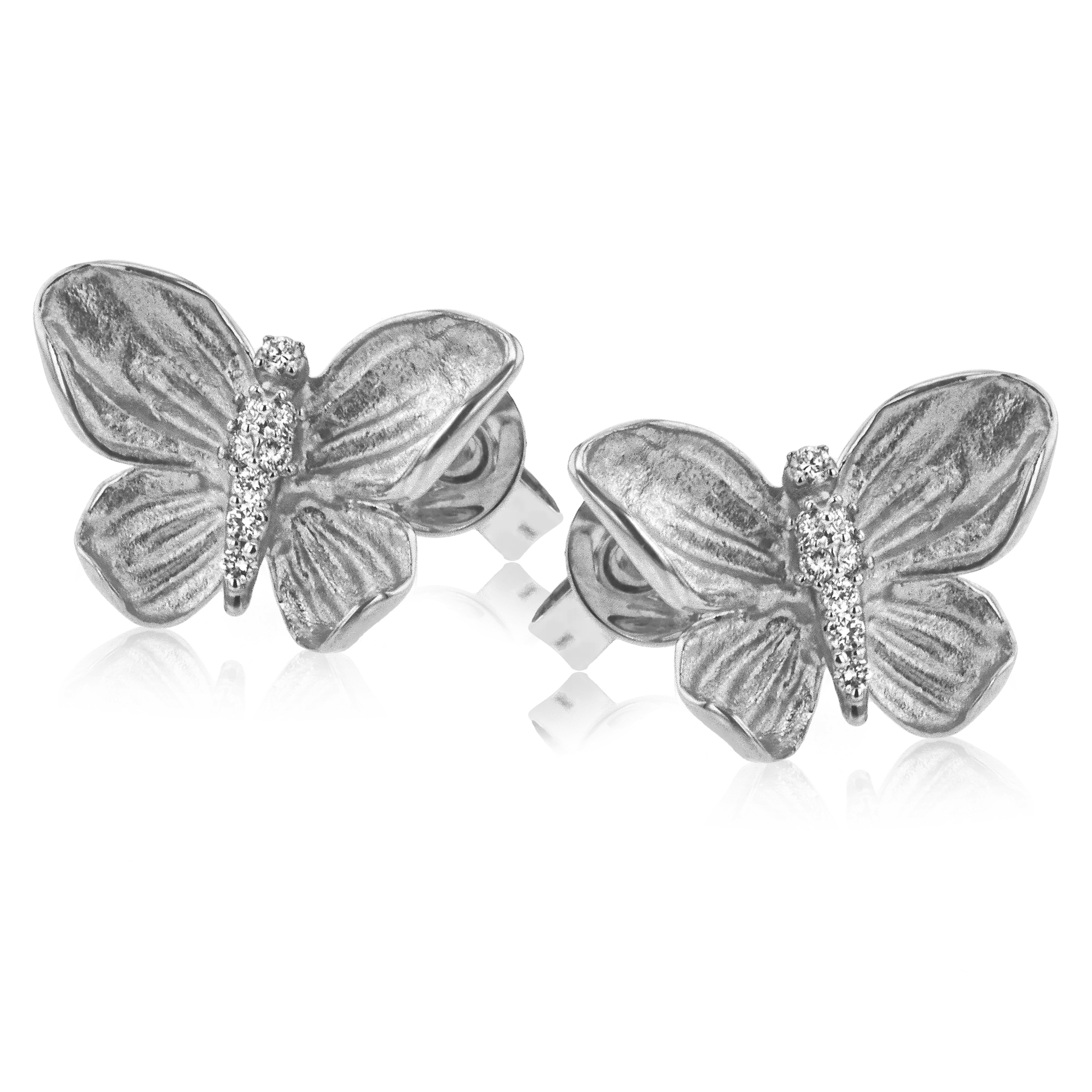 Monarch Butterfly Earrings in 18k Gold with Diamonds