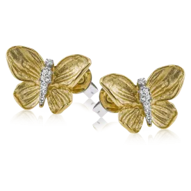 Monarch Butterfly Earrings in 18k Gold with Diamonds