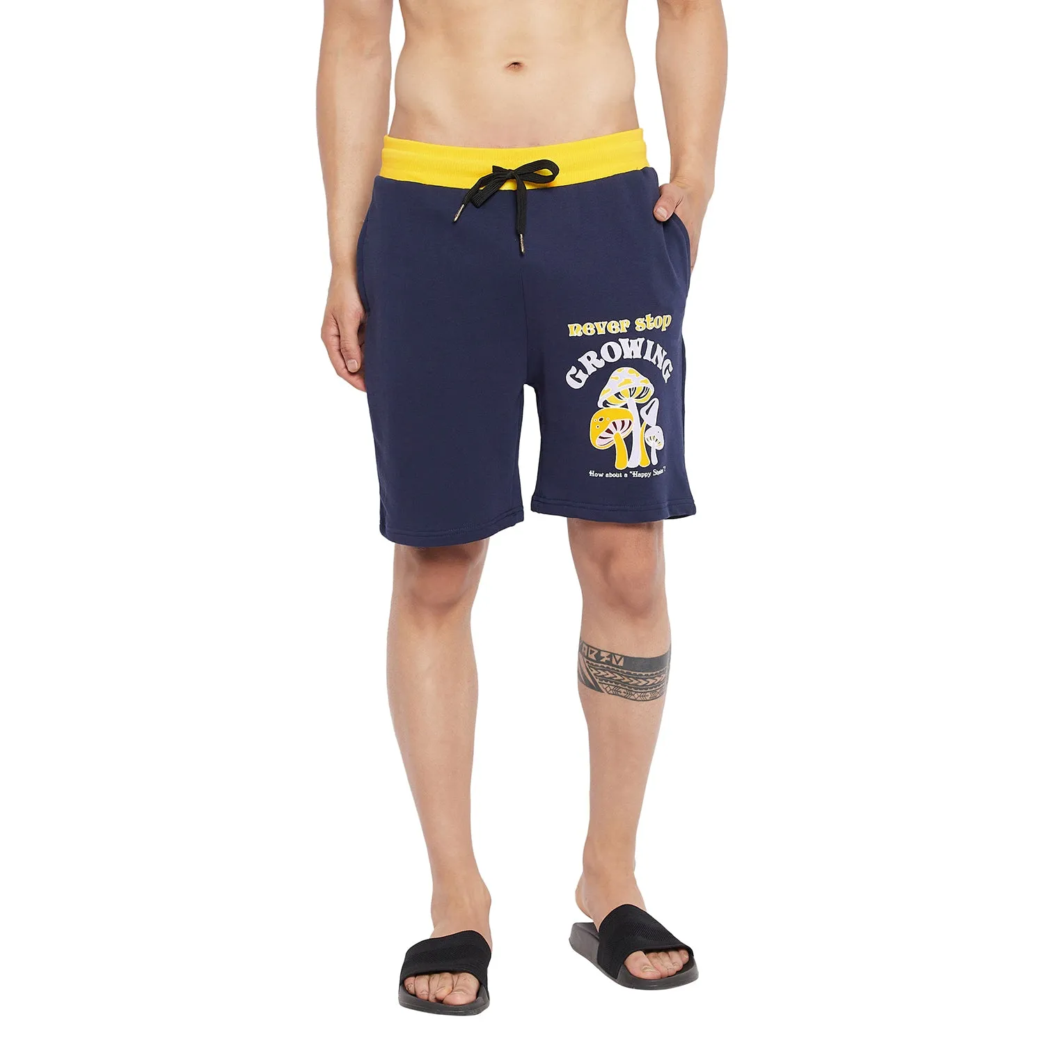 NAVY GROW GRAPHIC RELAXED FIT SHORTS