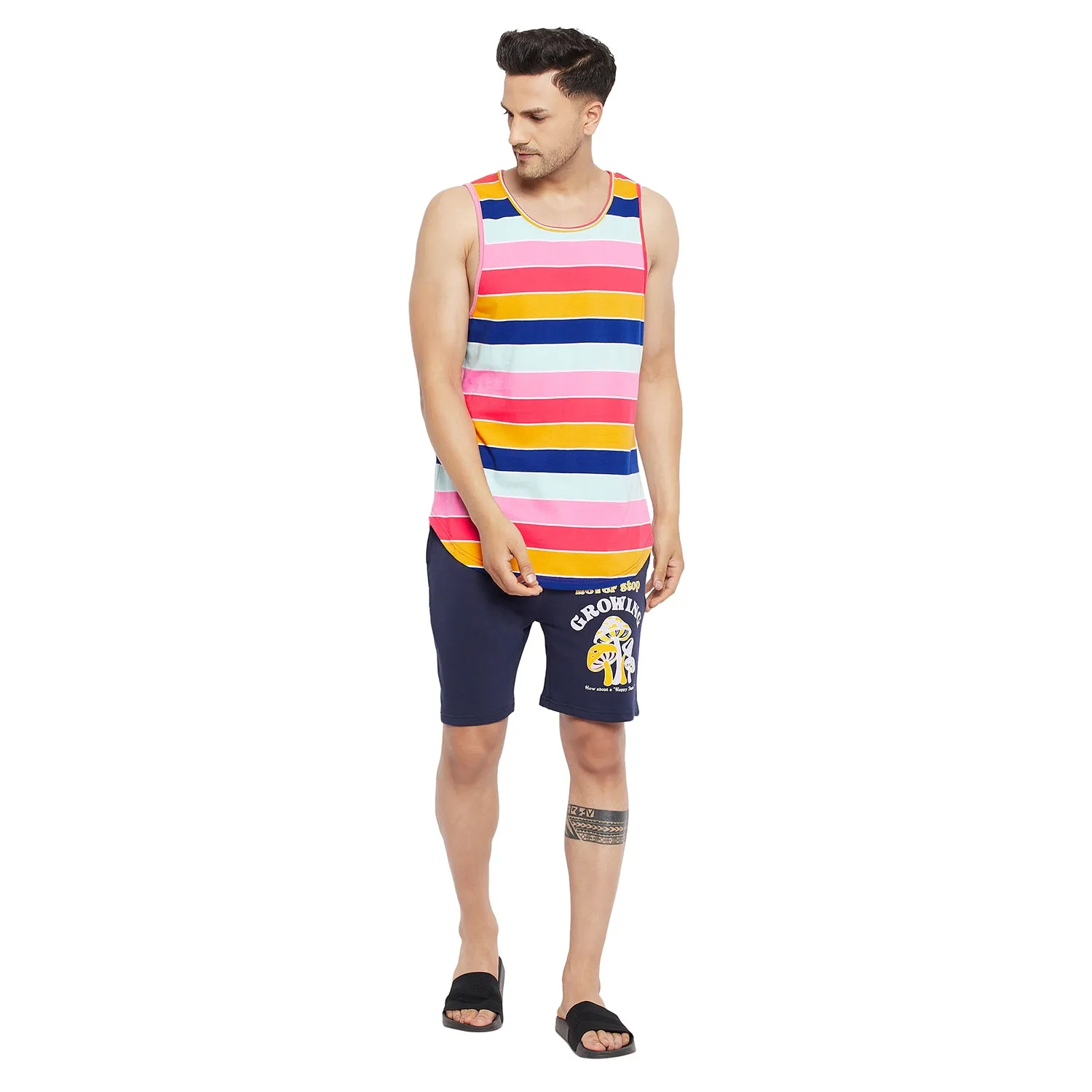 NAVY GROW GRAPHIC RELAXED FIT SHORTS