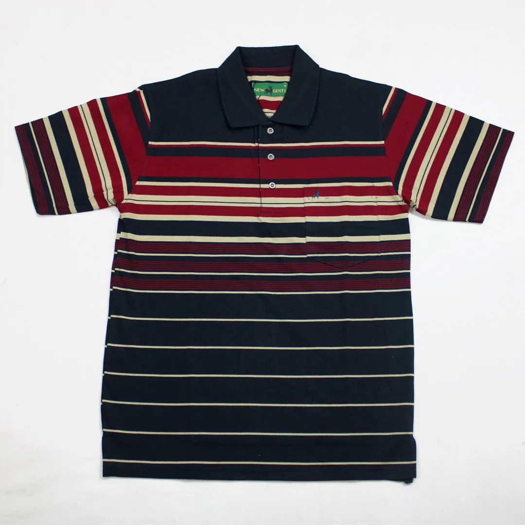 NEW GENTS Navy Multi SS Golfer