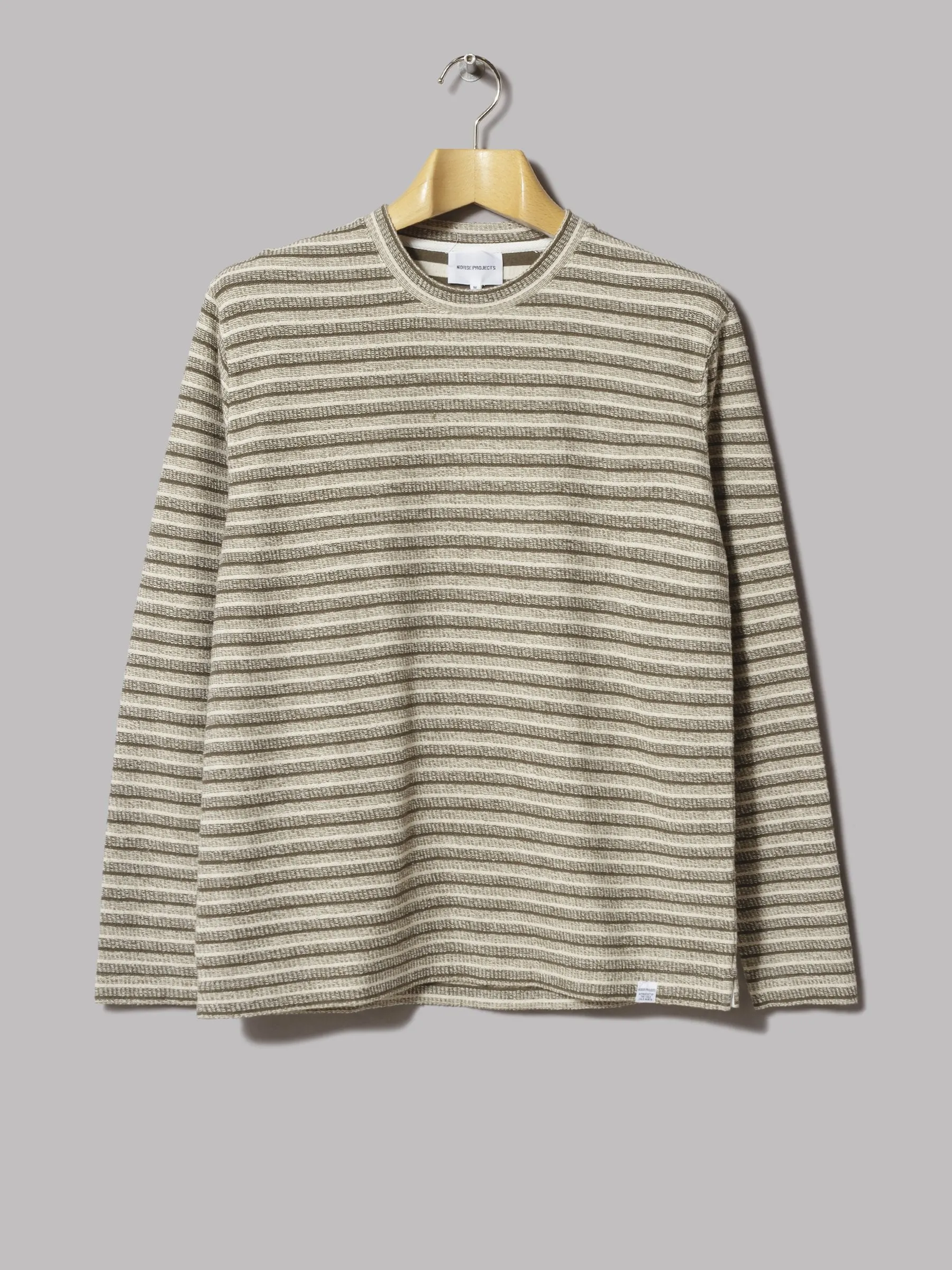 Norse Projects Johannes Textured Stripe Long Sleeve T-Shirt (Ivy Green)