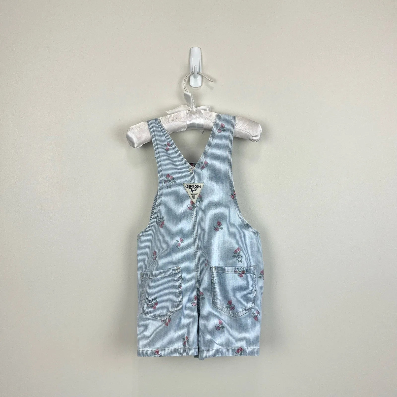 OshKosh B'gosh Strawberry Knit Denim Shortalls 2T