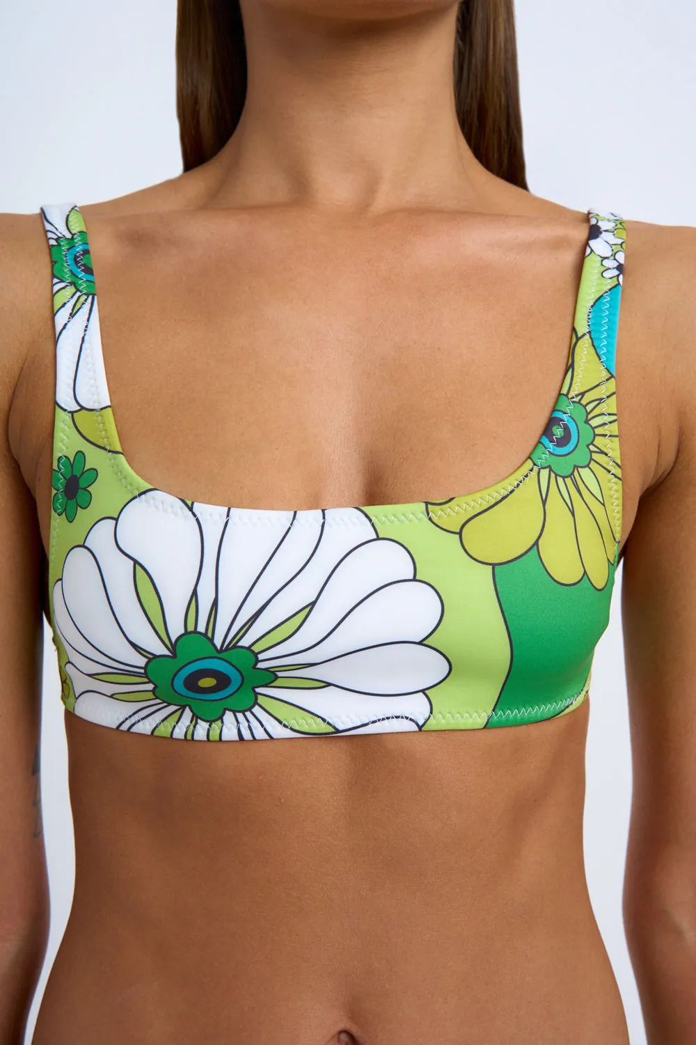 Pikes Floral Swim Crop | Final Sale - Green Multi