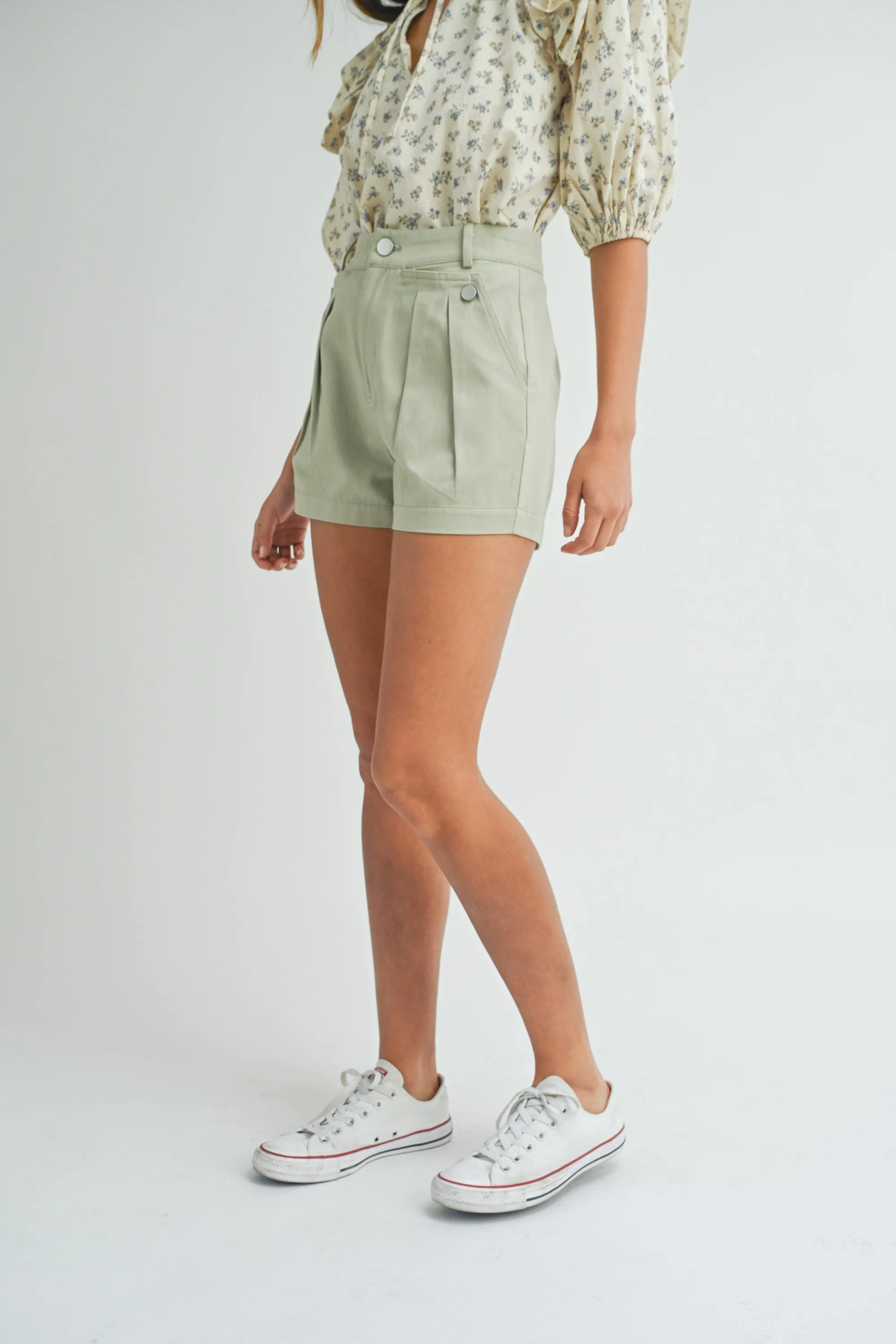 Pleat Front Shorts