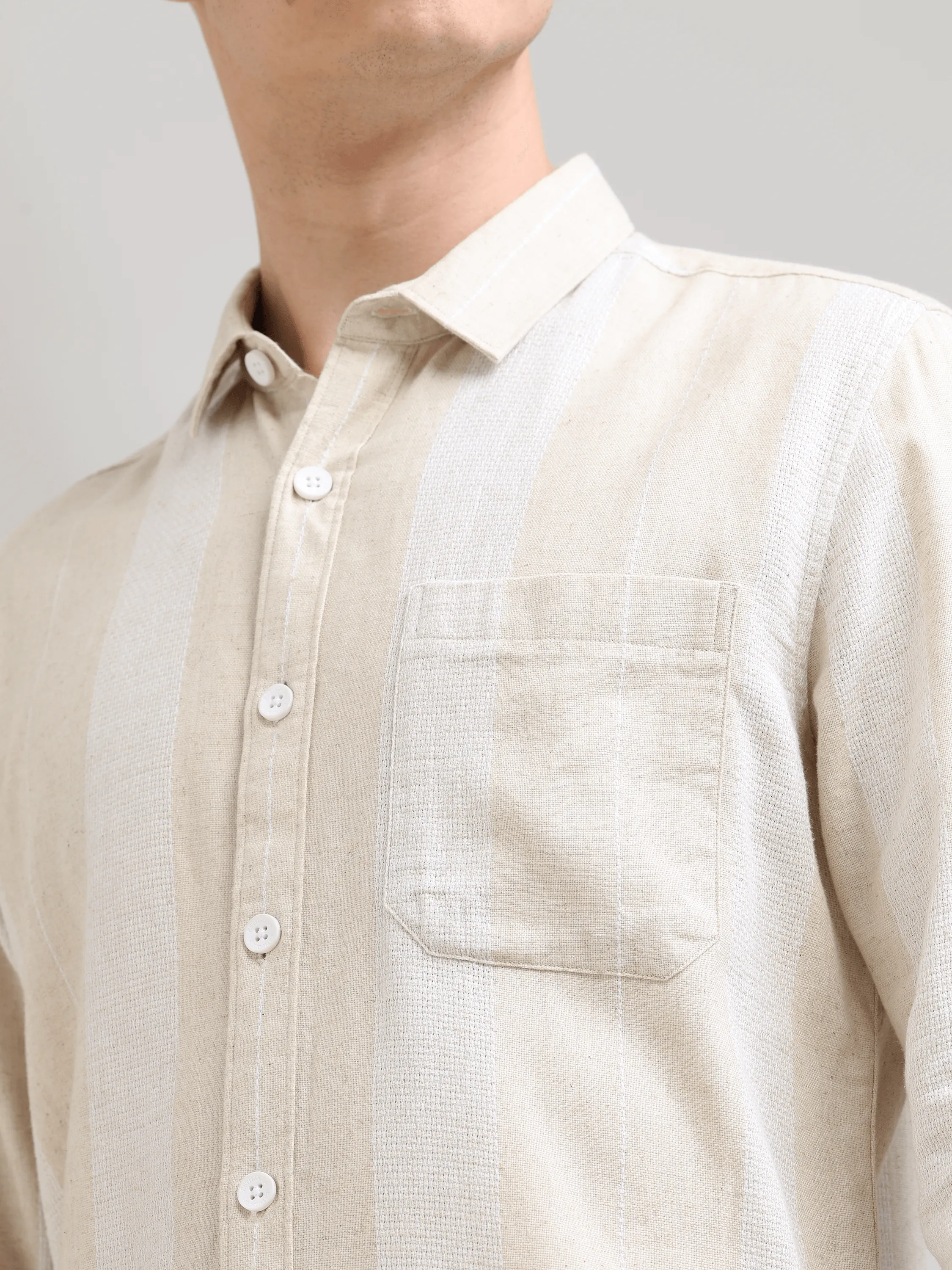 Pure cotton cream&white Casual shirt