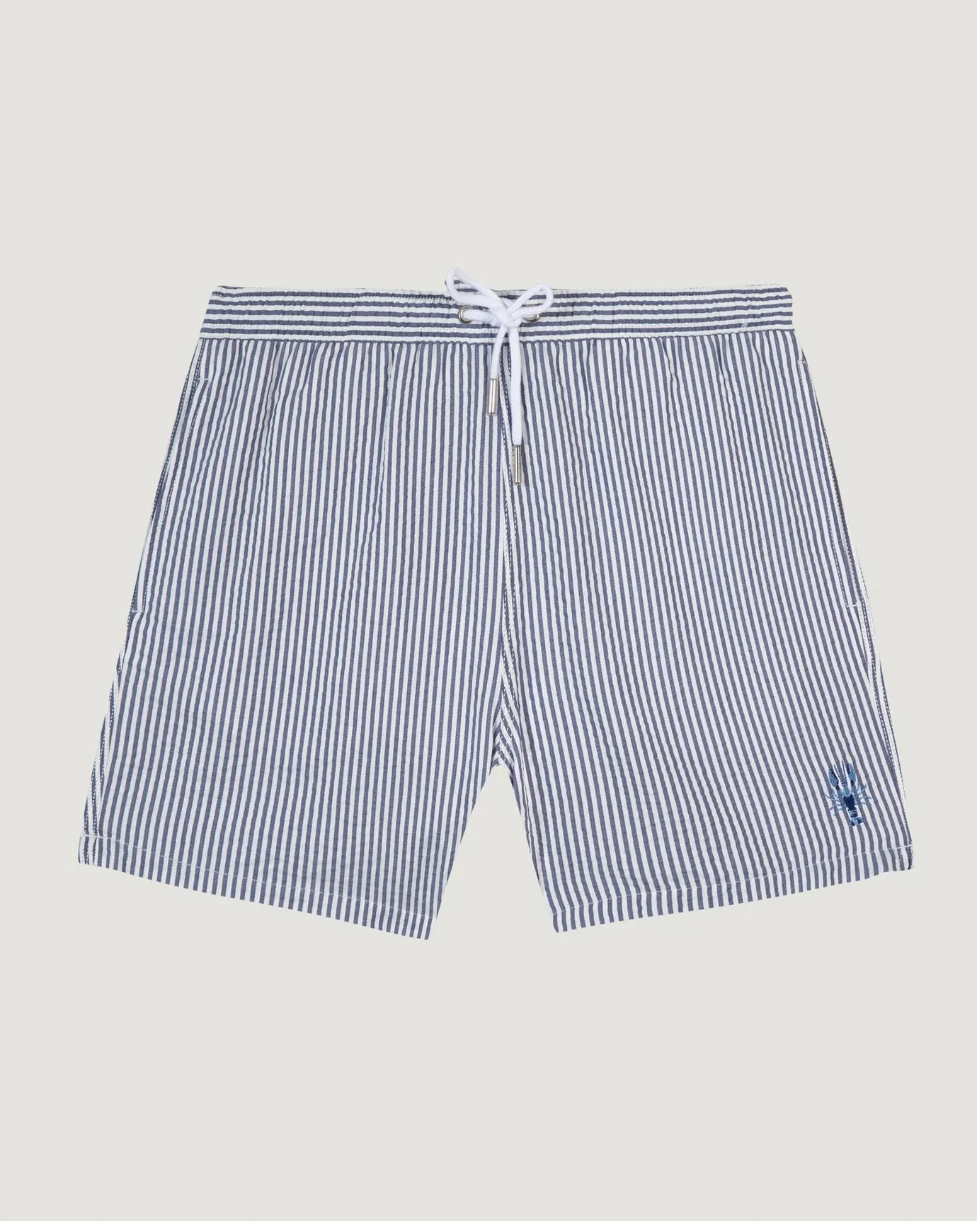 "Lobster" maillot seersucker swim shorts