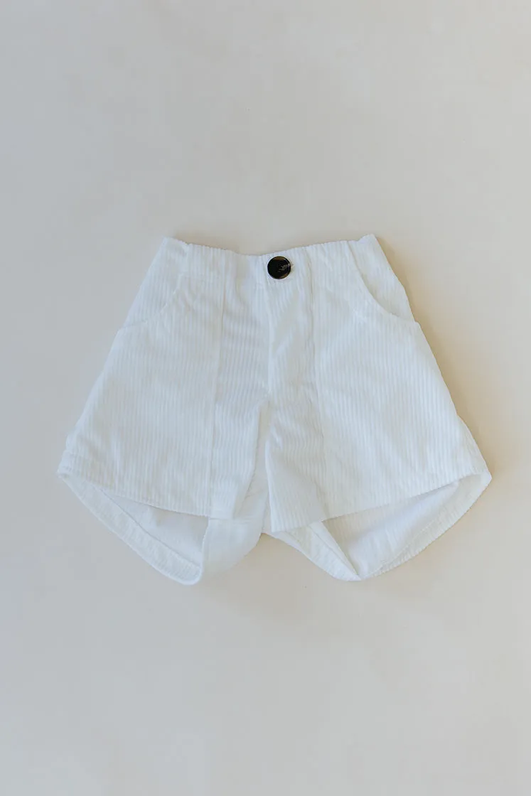 Retro Pocket Shorts - White Corduroy