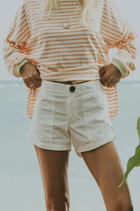 Retro Pocket Shorts - White Corduroy