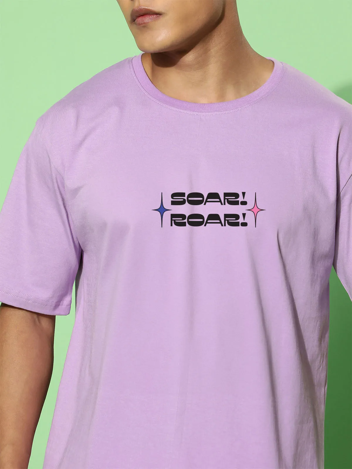 Sour Roar Lilac Oversized Printed Tshirt