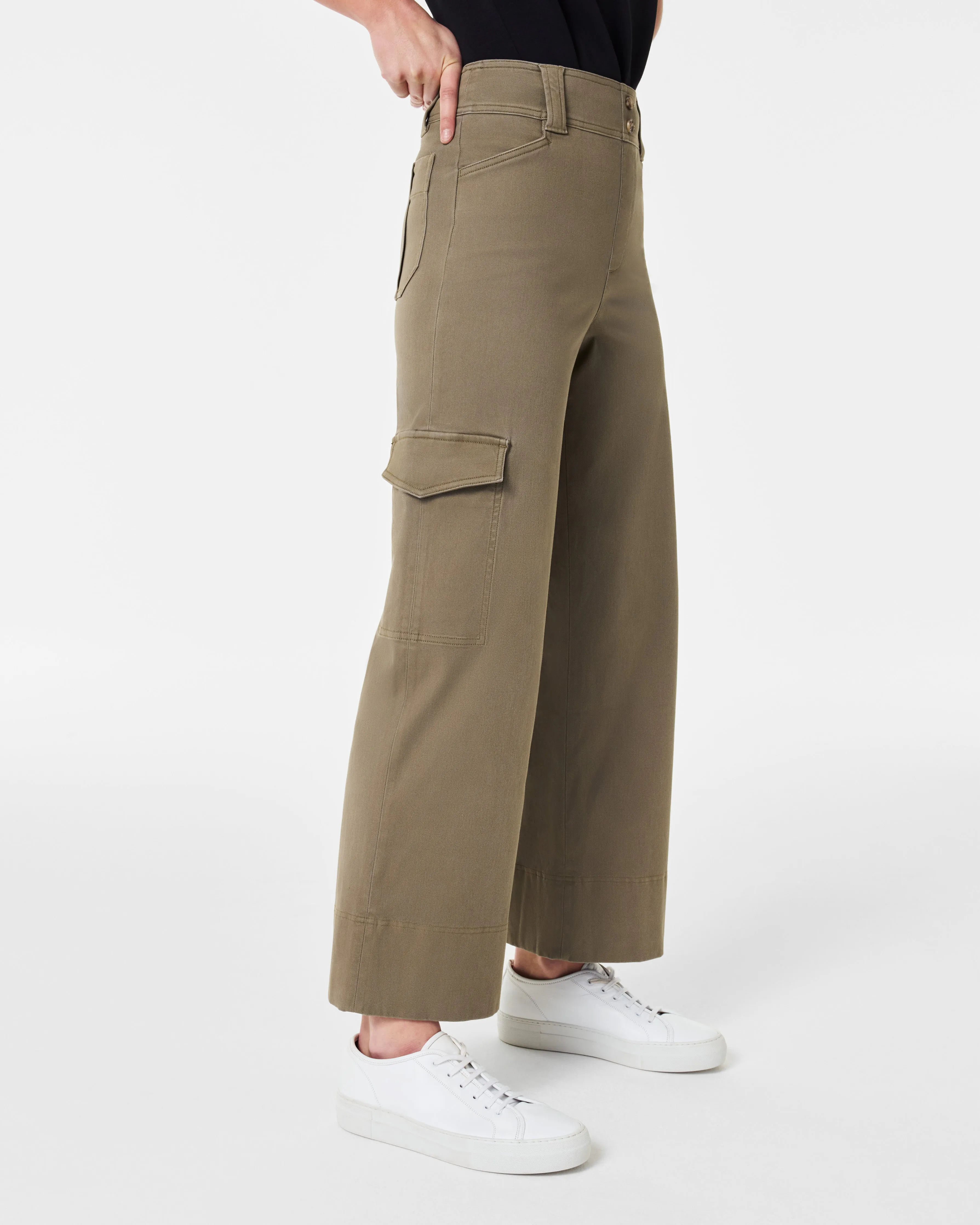 Stretch Twill Cropped Cargo Pant