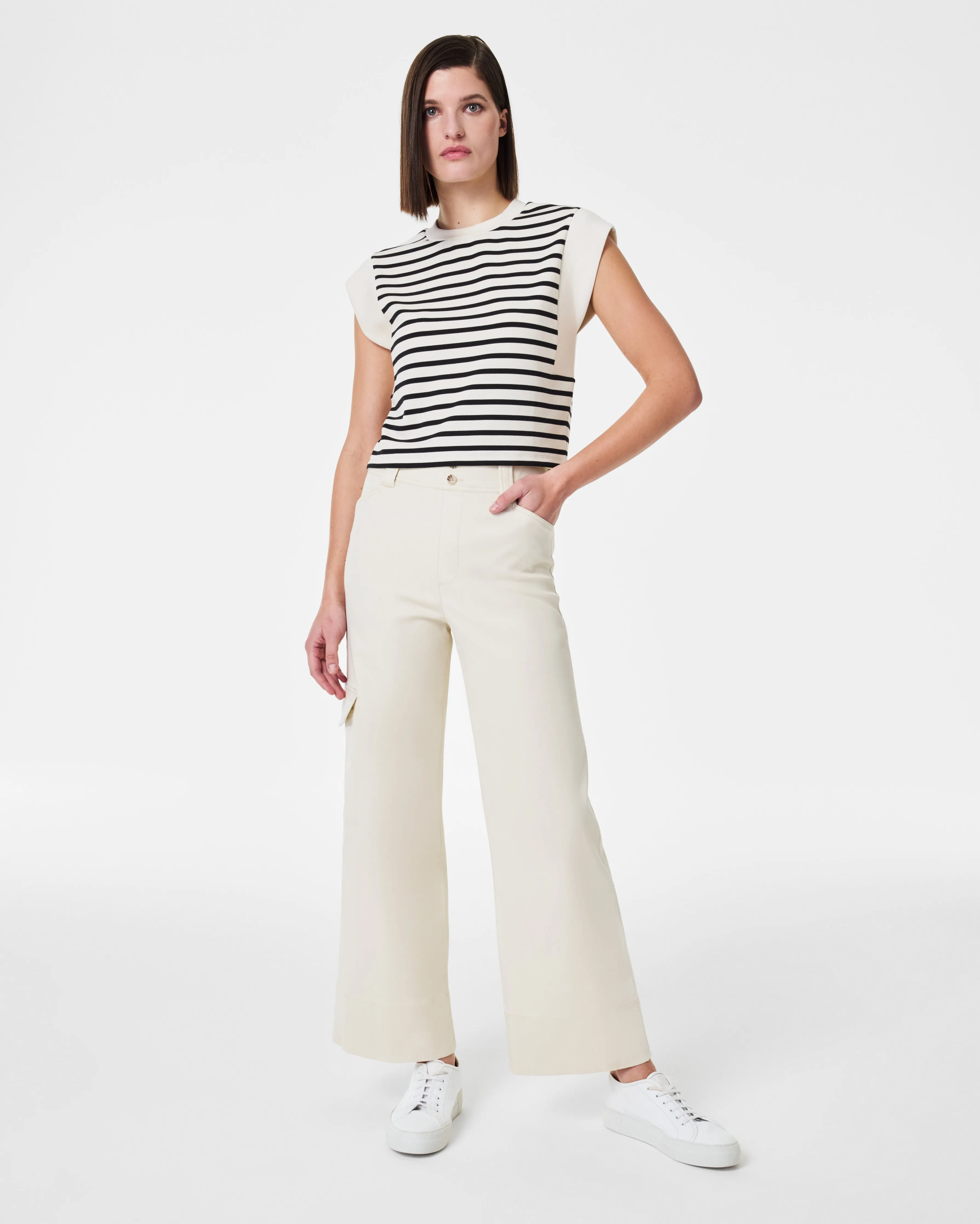 Stretch Twill Cropped Cargo Pant