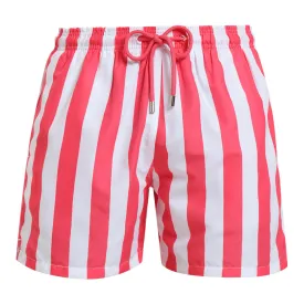 Swim Shorts - Stripes | Coral & White