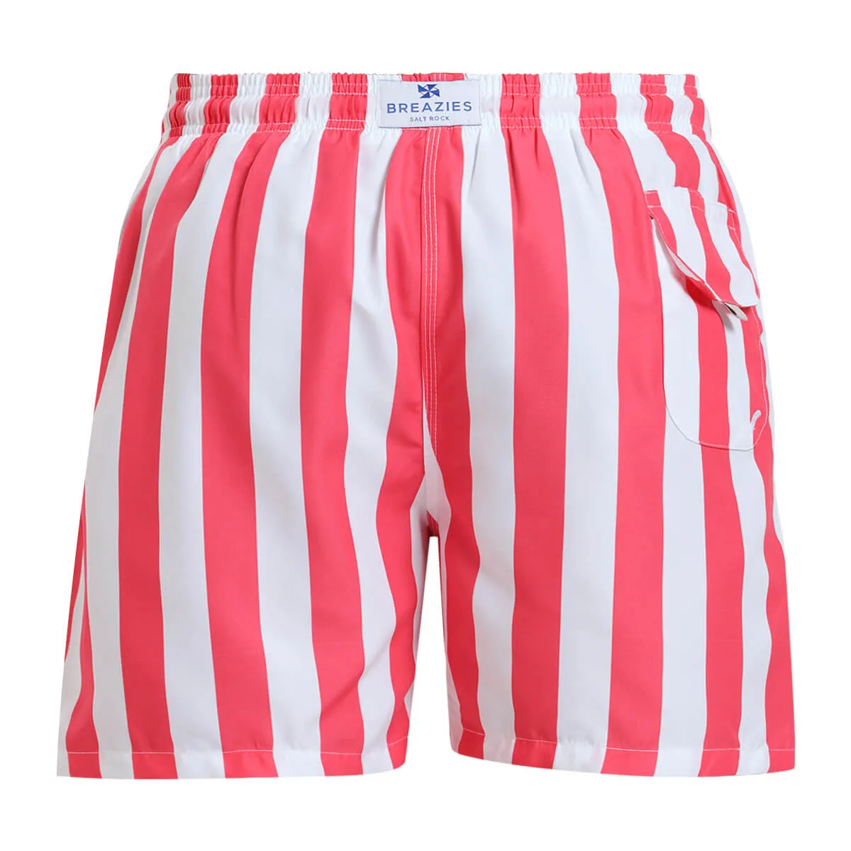 Swim Shorts - Stripes | Coral & White