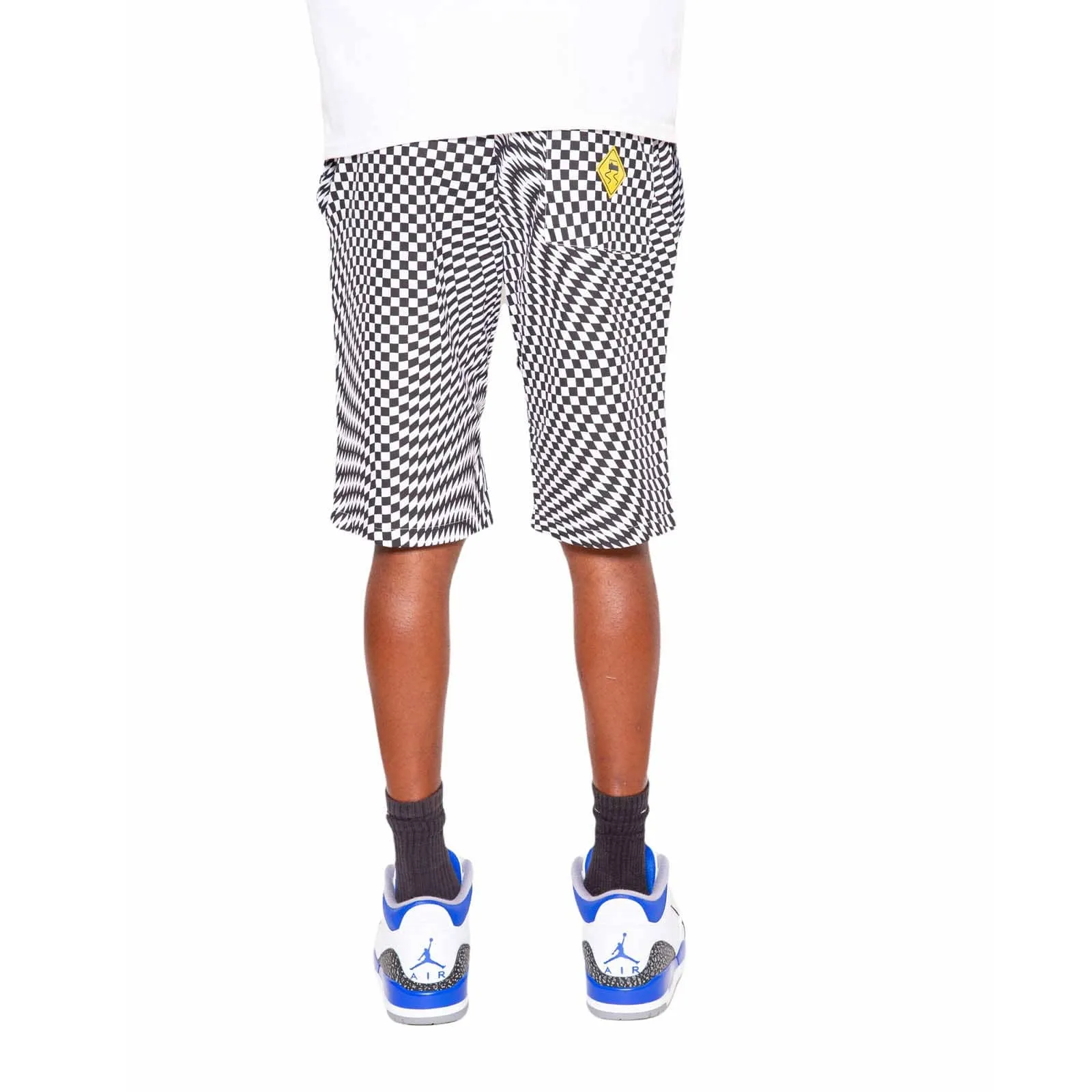 Trippy Check Shorts - Black & White