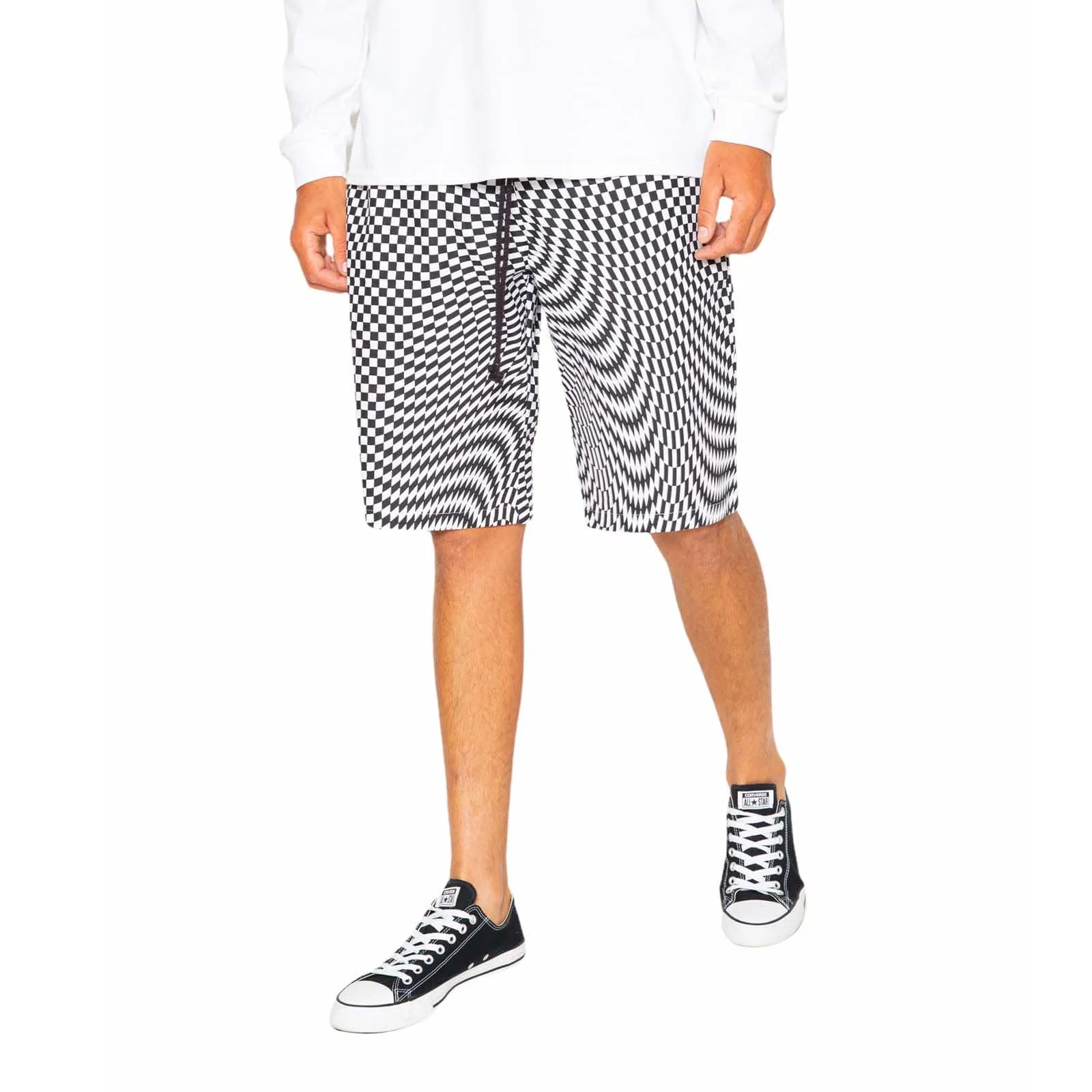 Trippy Check Shorts - Black & White