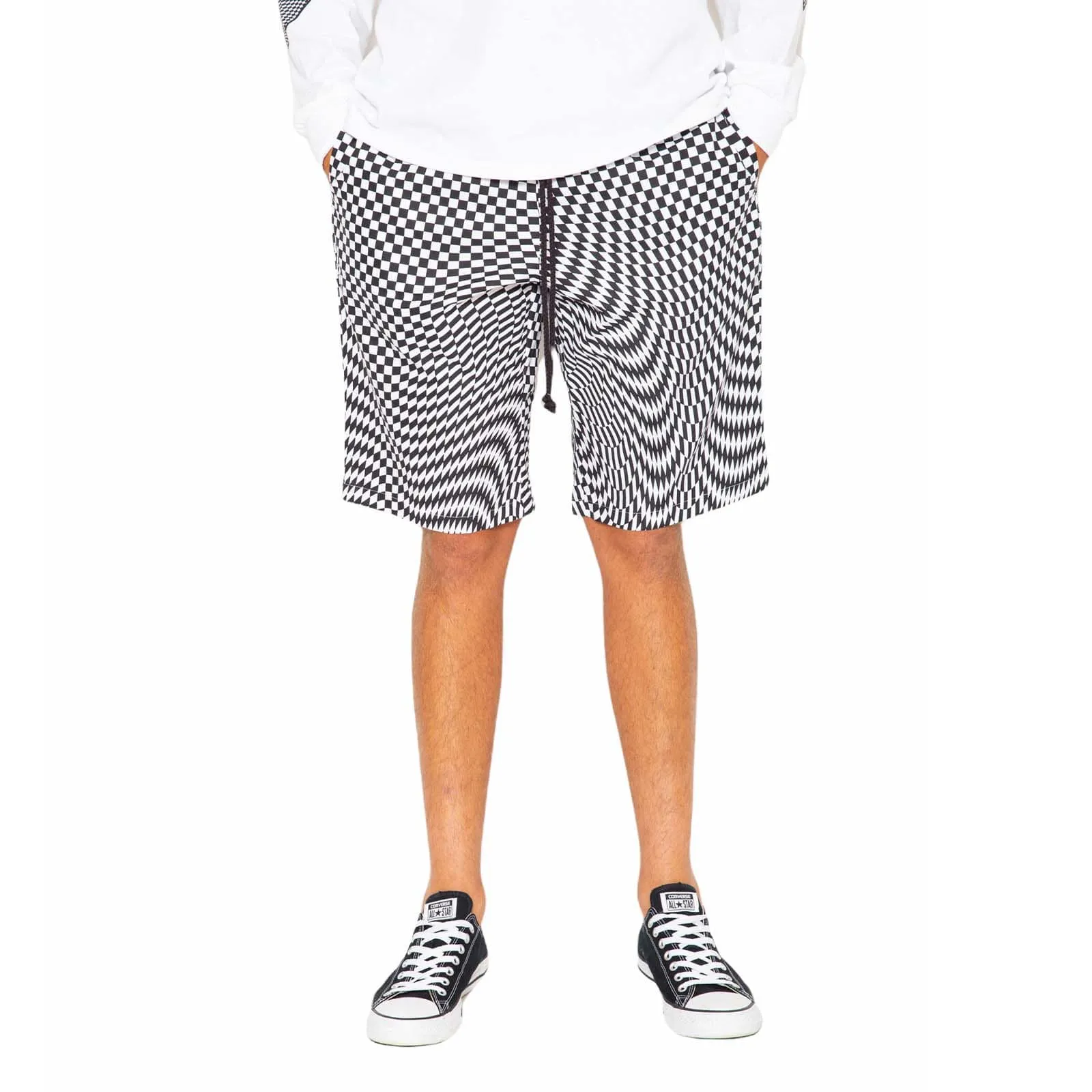 Trippy Check Shorts - Black & White