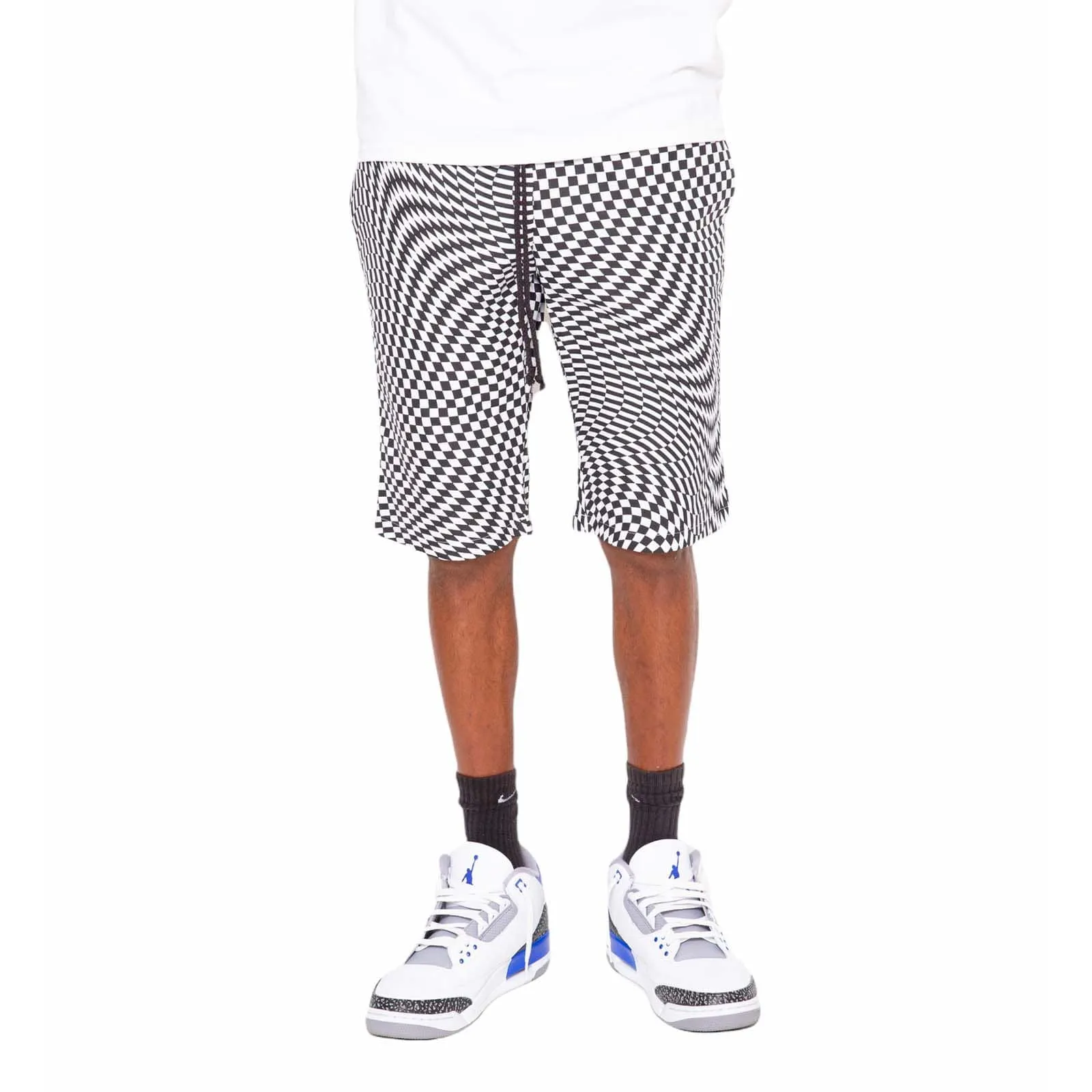 Trippy Check Shorts - Black & White