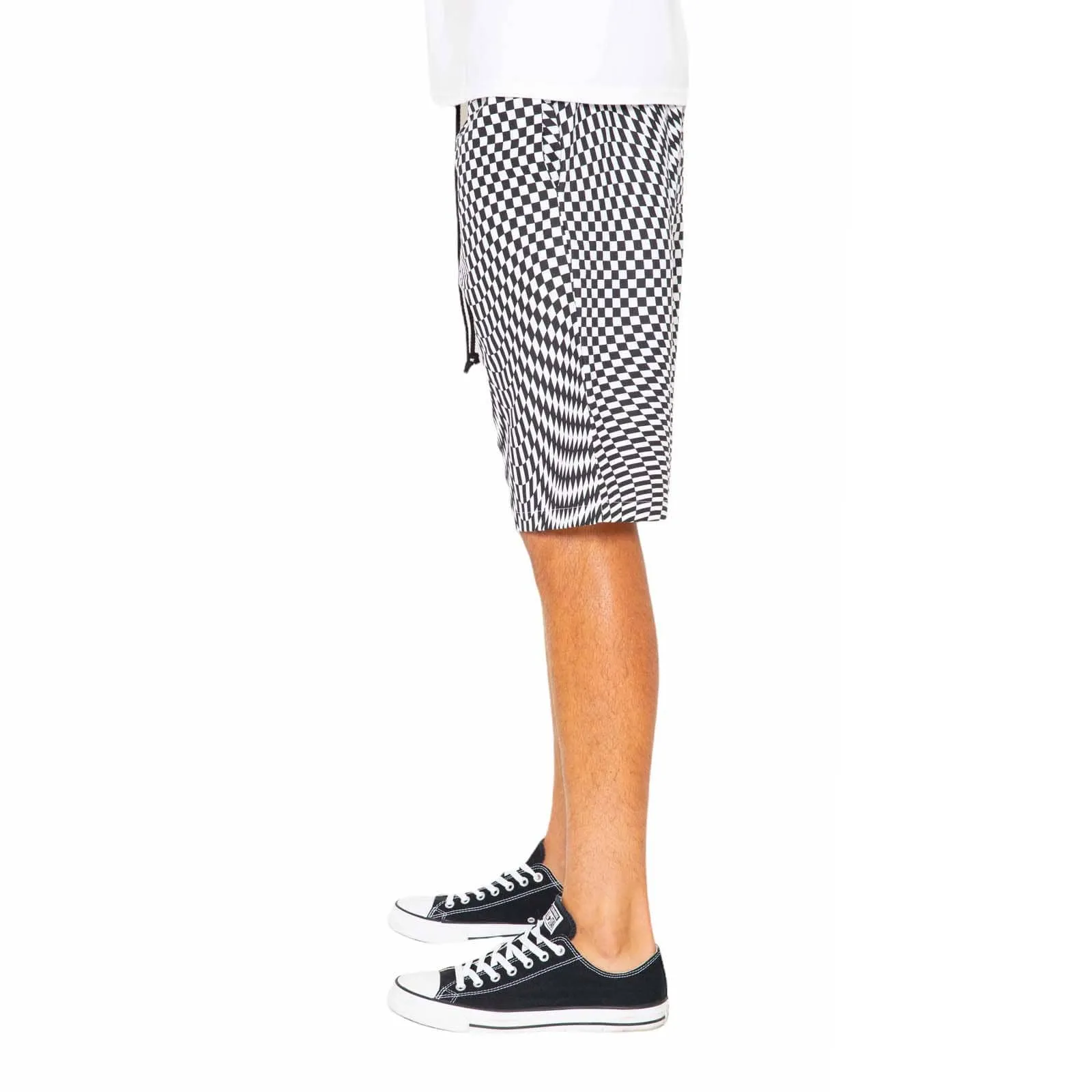 Trippy Check Shorts - Black & White