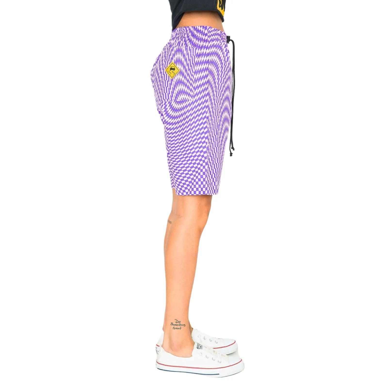 Trippy Check Shorts - Lilac & Purple