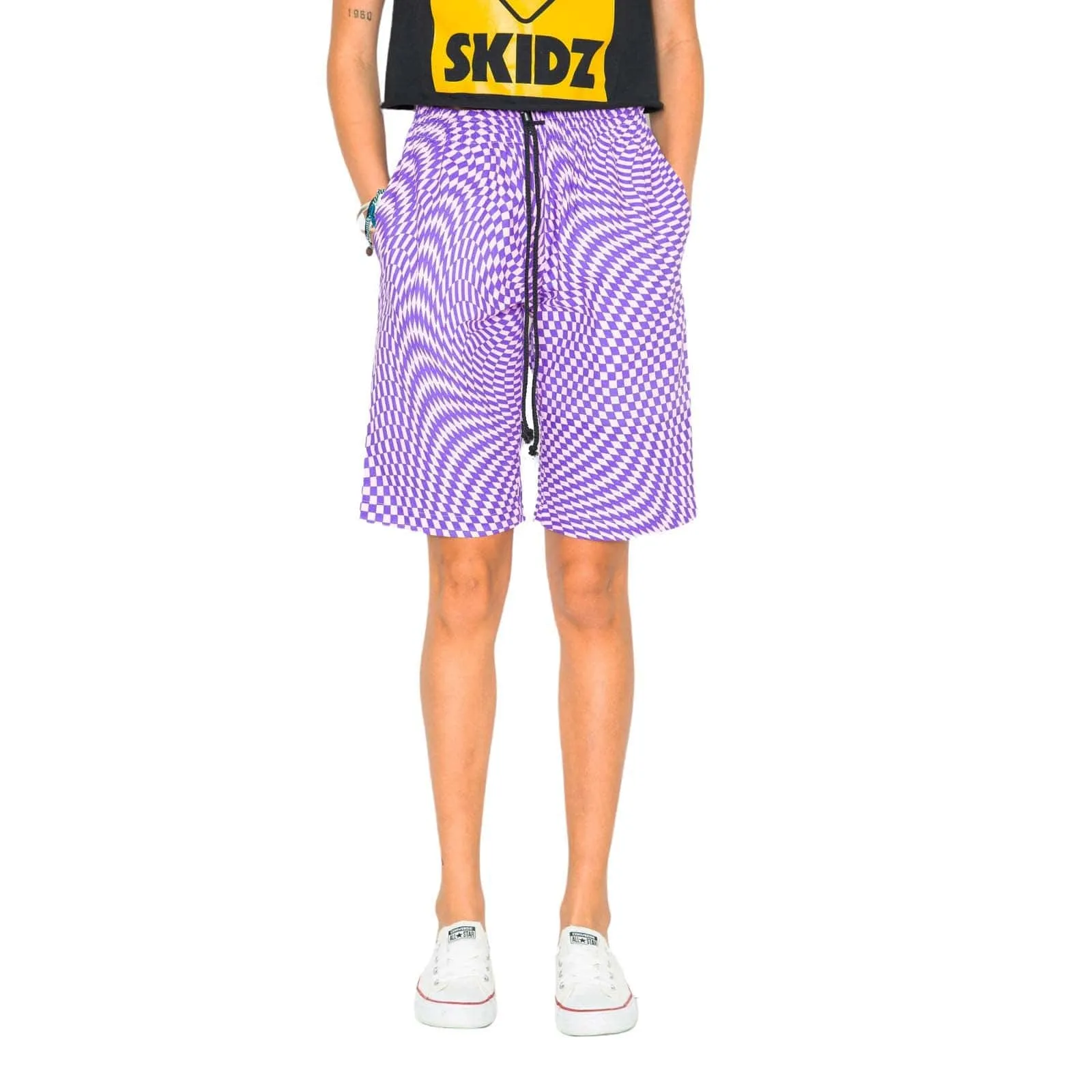 Trippy Check Shorts - Lilac & Purple