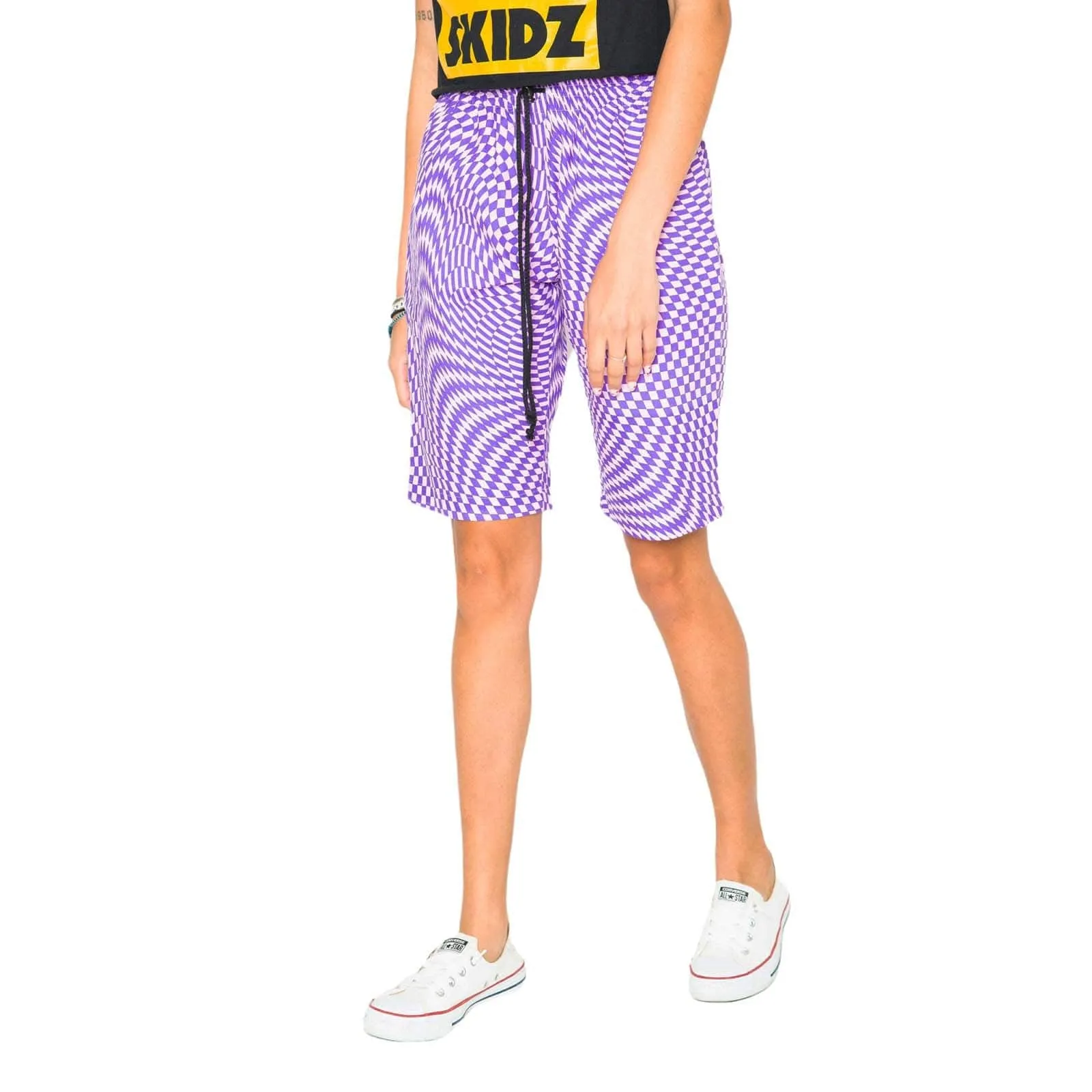 Trippy Check Shorts - Lilac & Purple