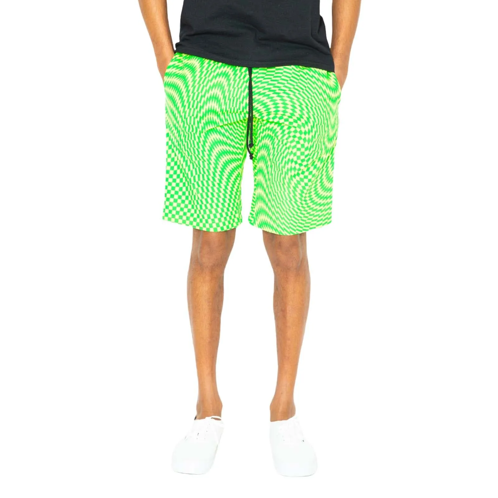 Trippy Check Shorts - Lime & Green