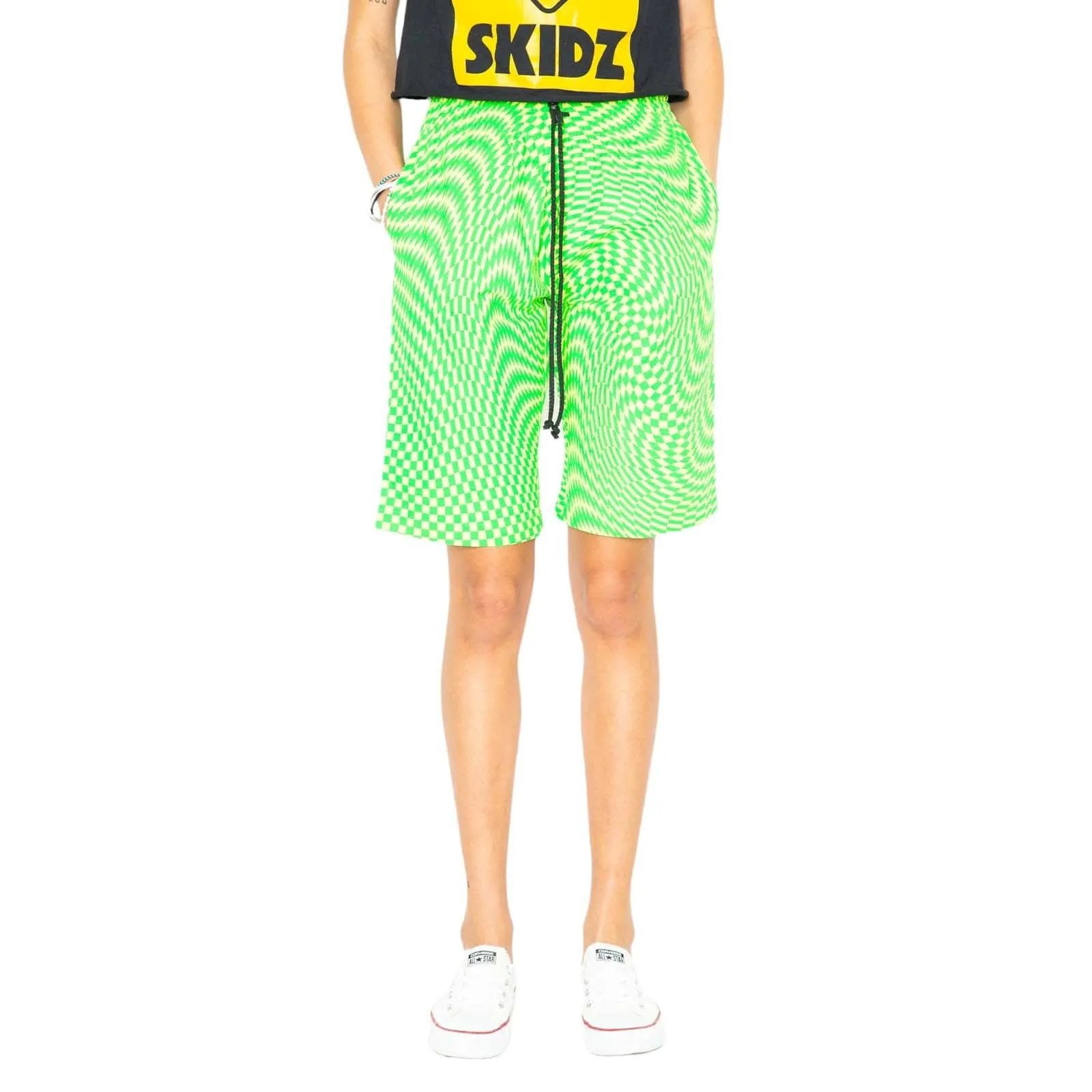 Trippy Check Shorts - Lime & Green