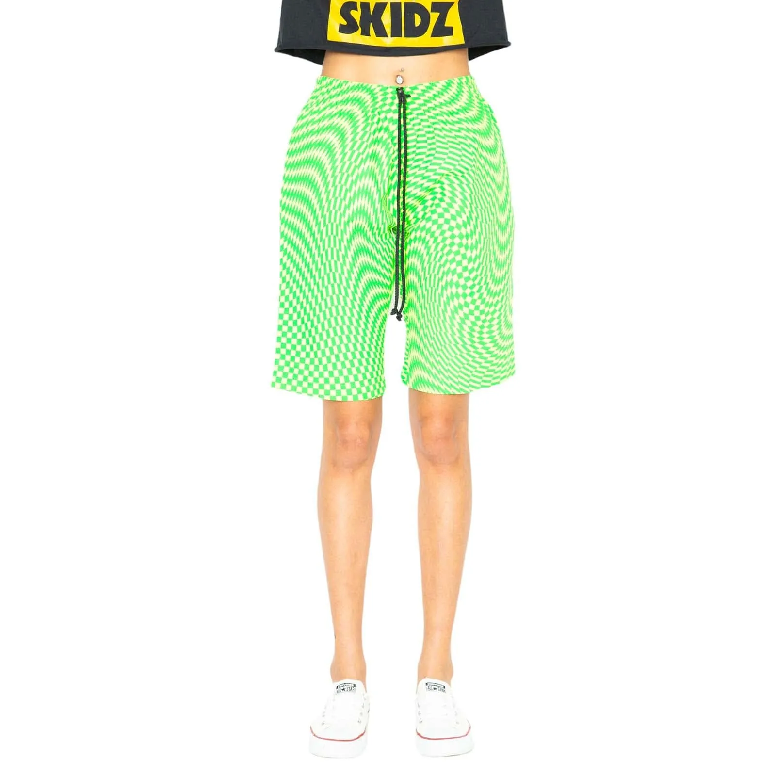 Trippy Check Shorts - Lime & Green