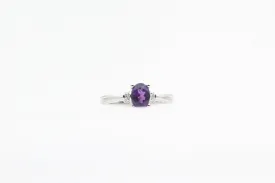 White Gold Amethyst Ring with Diamonds