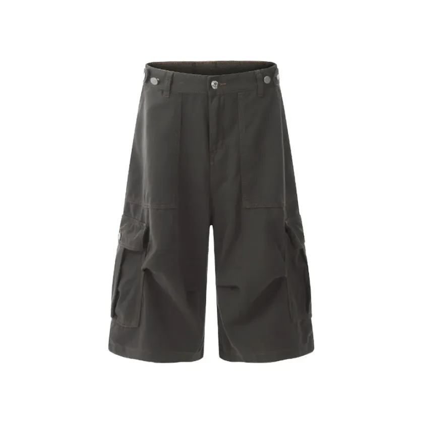 Wide-leg Calf-length Cargo Shorts