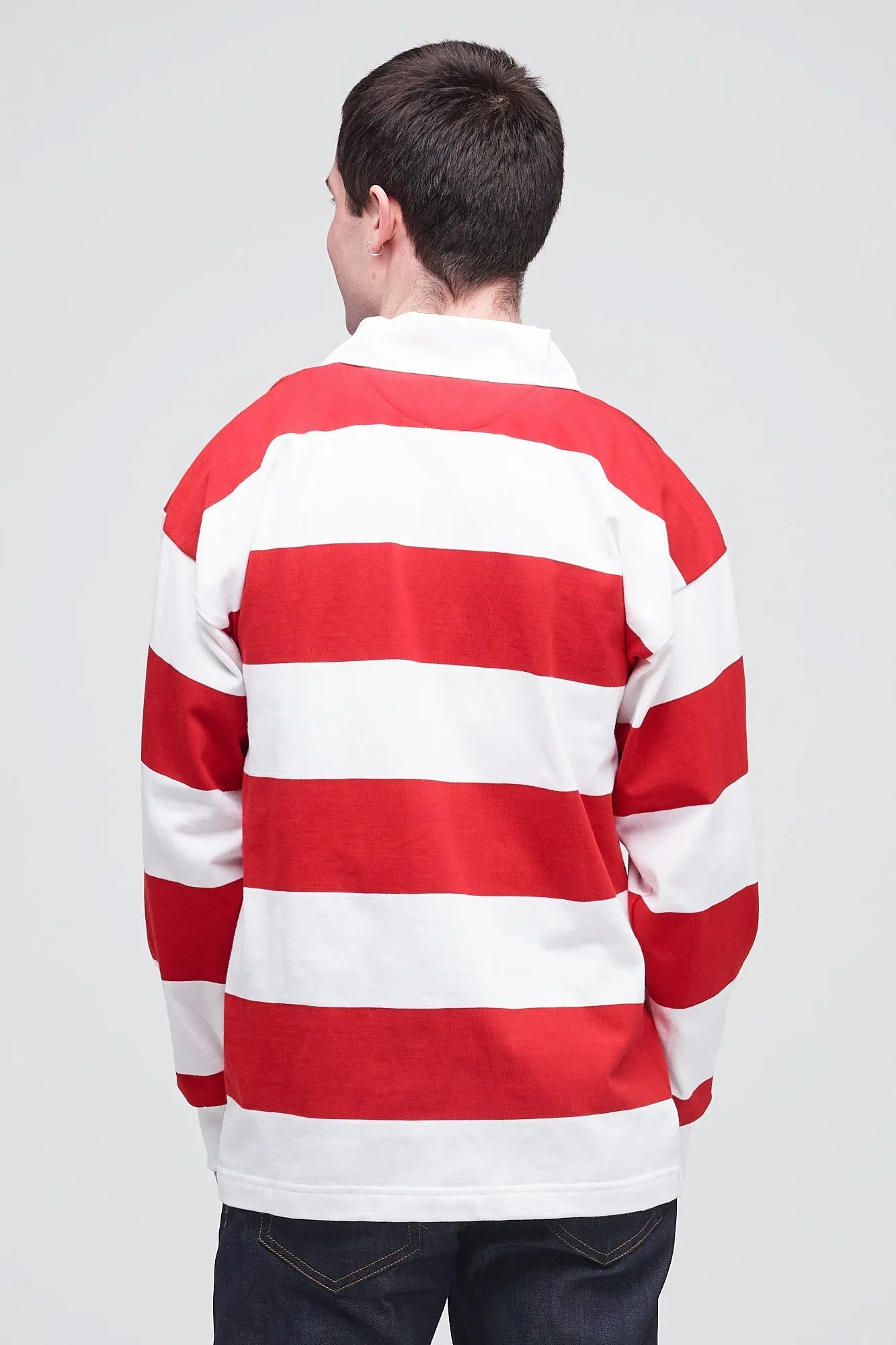 Wide Striped Rugby Shirt - Red/White